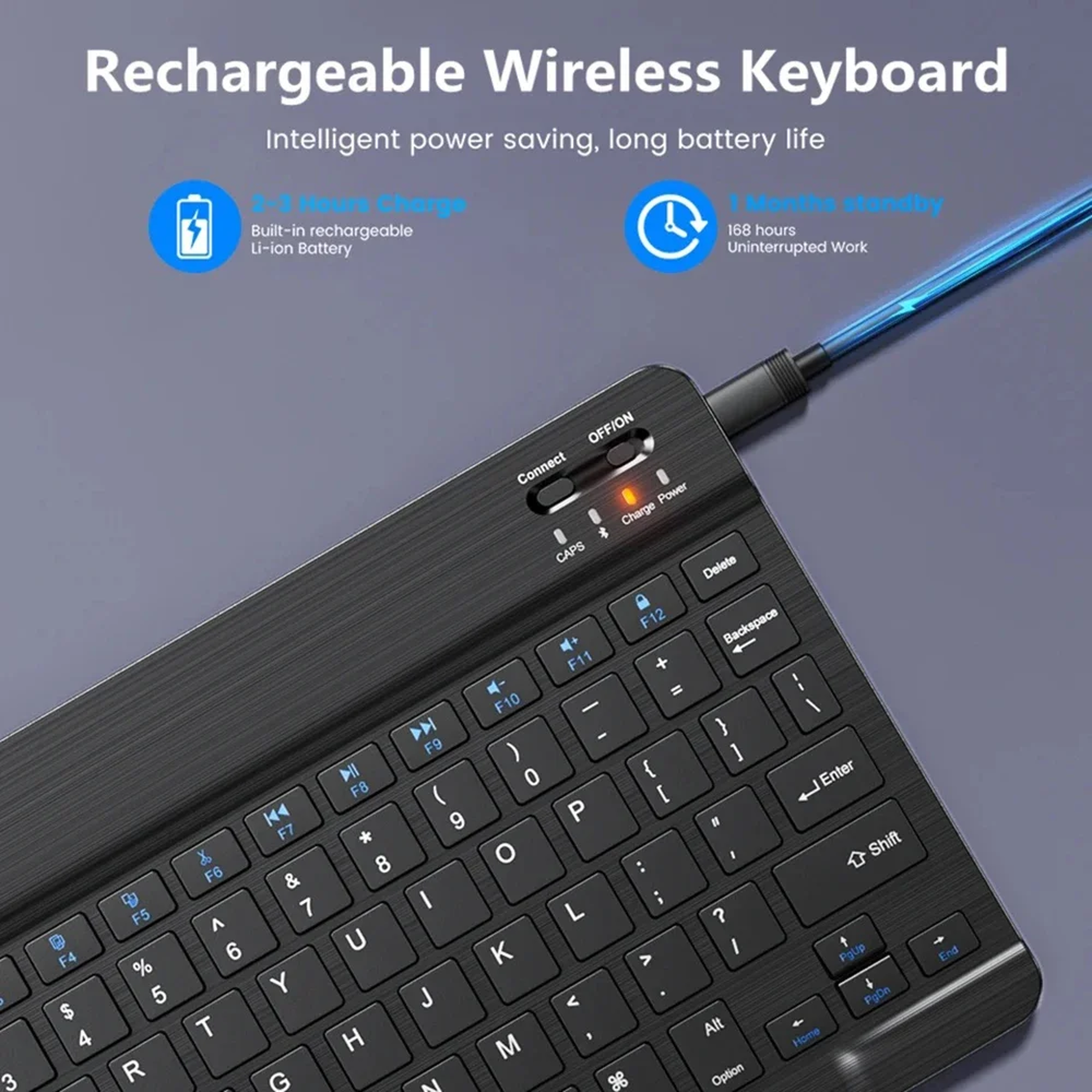 Rechargeable Wireless Gaming Keyboard for iOS, Android, Windows, Smart Phone, iPad, PC, Laptop, Bluetooth-Compatible – view 5