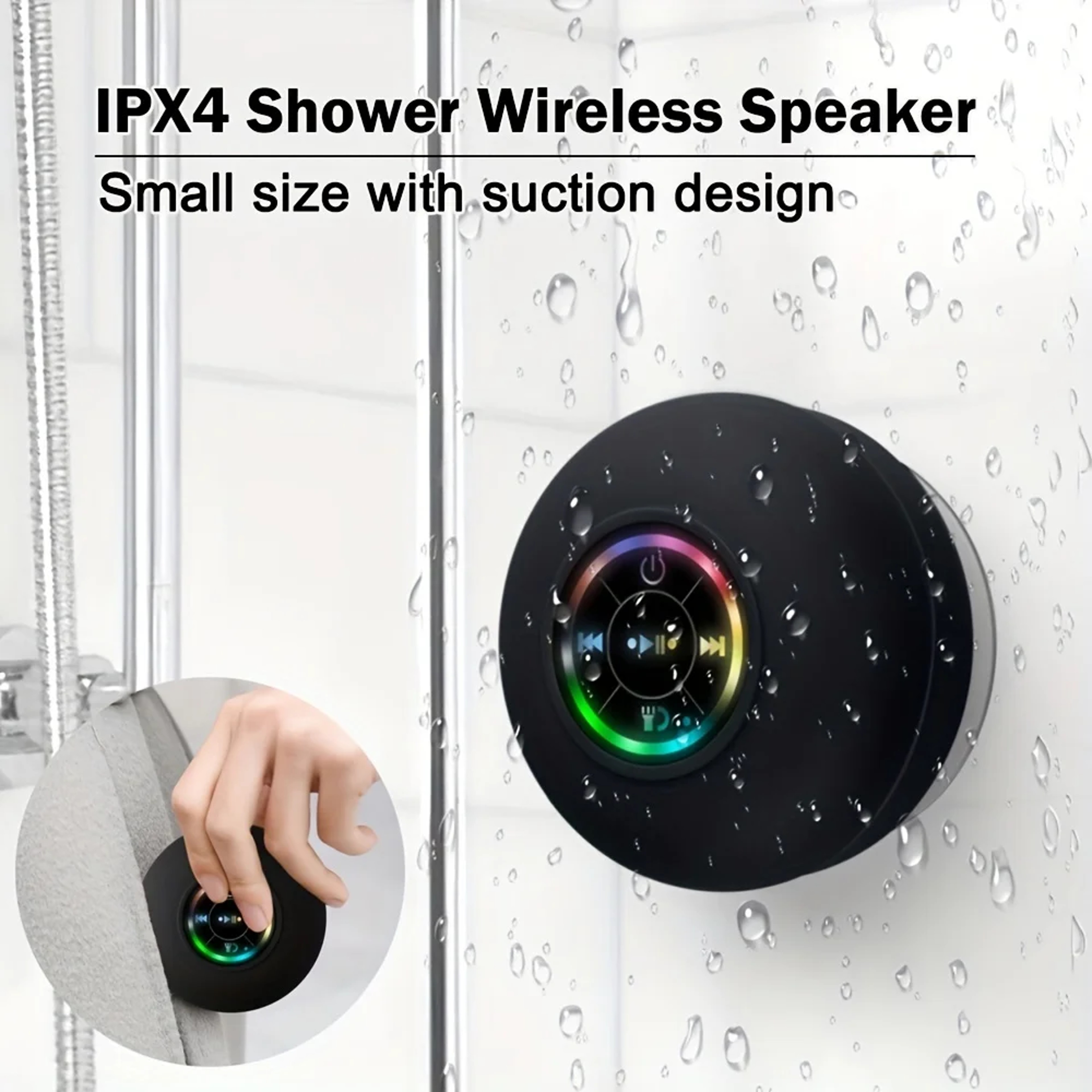 Mini Portable Waterproof Bluetooth Speaker LED Large Suction Cup Outdoor Sports Bathroom Wireless 0