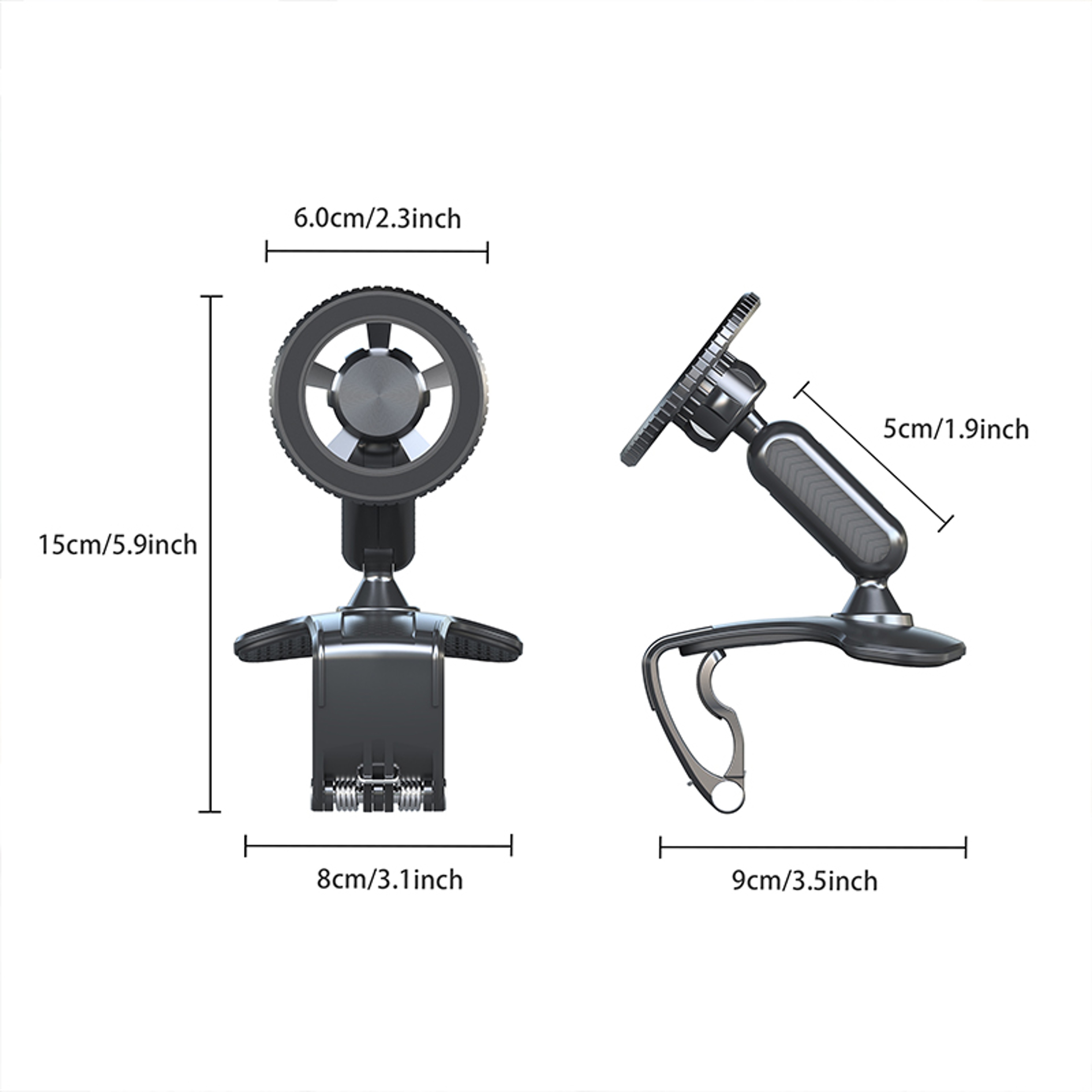 Car Phone Holder, Magnetic 360 Degree Rotation Dashboard, Clip on Dashboard for 4 to 7 inch Smartphones, Strong Clamp – view 3