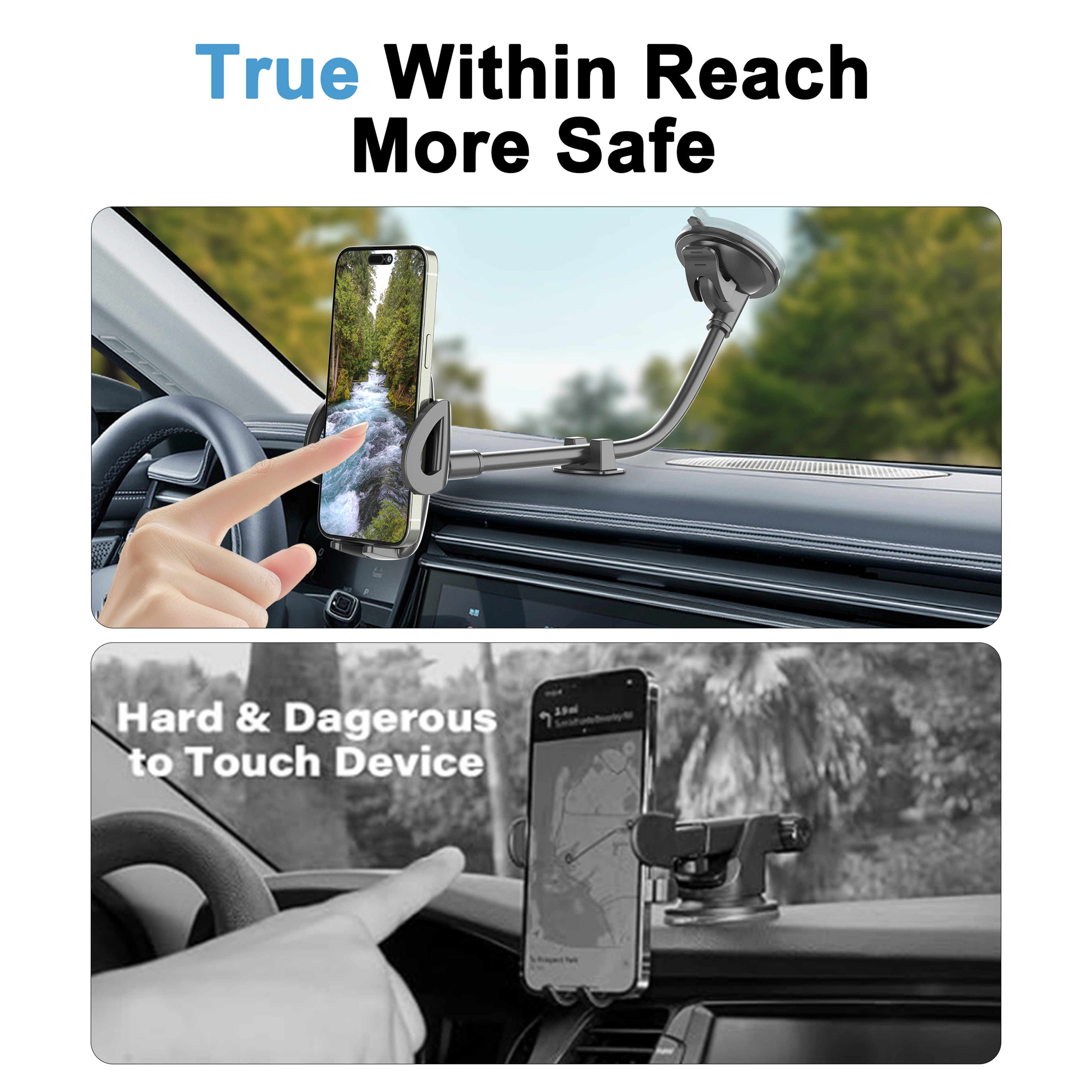 Gooseneck Long Arm Phone Mount Holder, Solid Car Truck, Anti Shake Stabilizer Compatible All Cell Phones – view 5