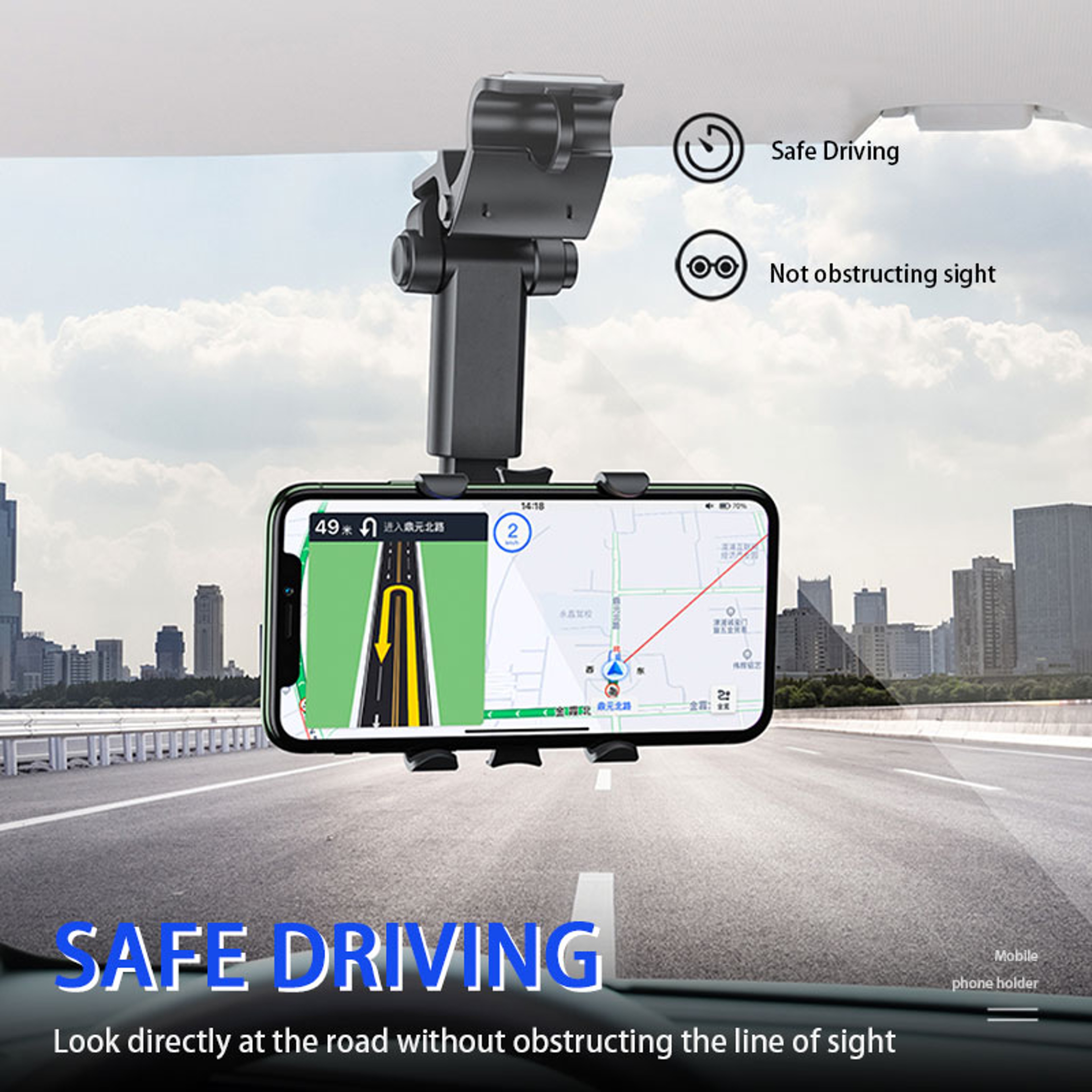 360 Degree Rotatable Retractable Phone Mount Stand, Universal Clip Car Phone Holder, GPS Dash Cam Smartphone Bracket – view 4