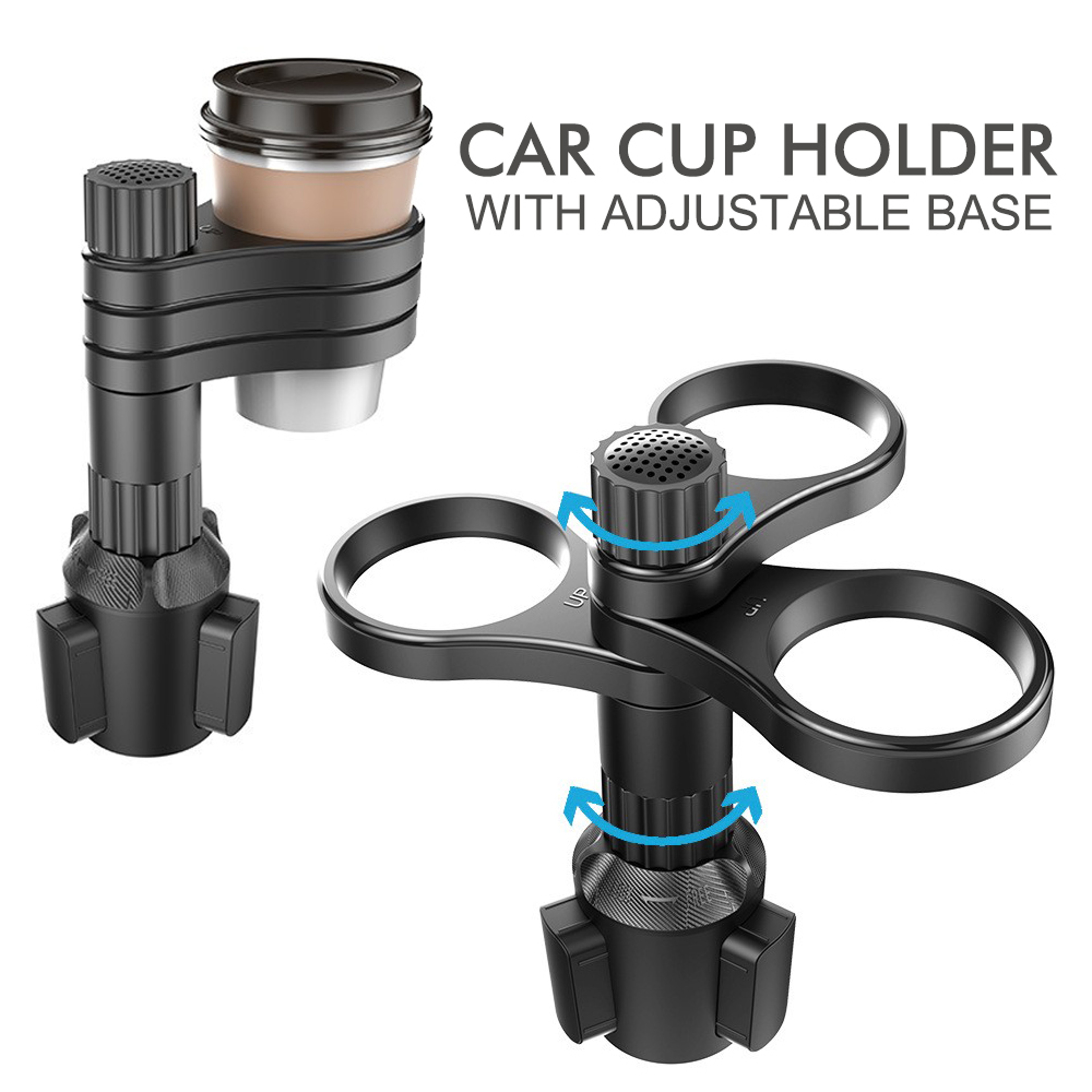 Adjustable Base Car Cup Mount Beverage Bottle Bracket, 3 In 1 Car Cup Holder Expander Adapter, 360 Rotating Insert Drink – view 1