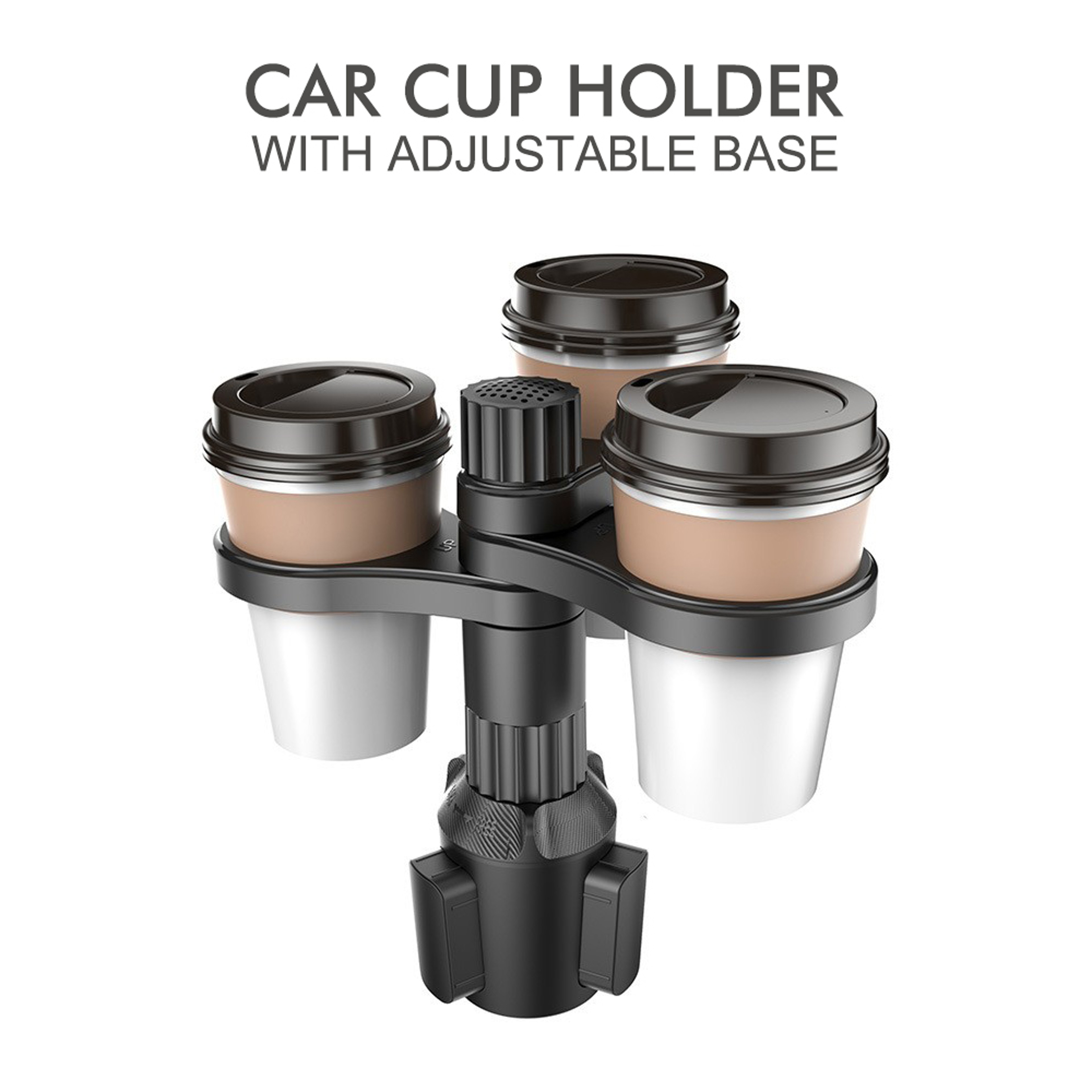 Adjustable Base Car Cup Mount Beverage Bottle Bracket, 3 In 1 Car Cup Holder Expander Adapter, 360 Rotating Insert Drink – view 2