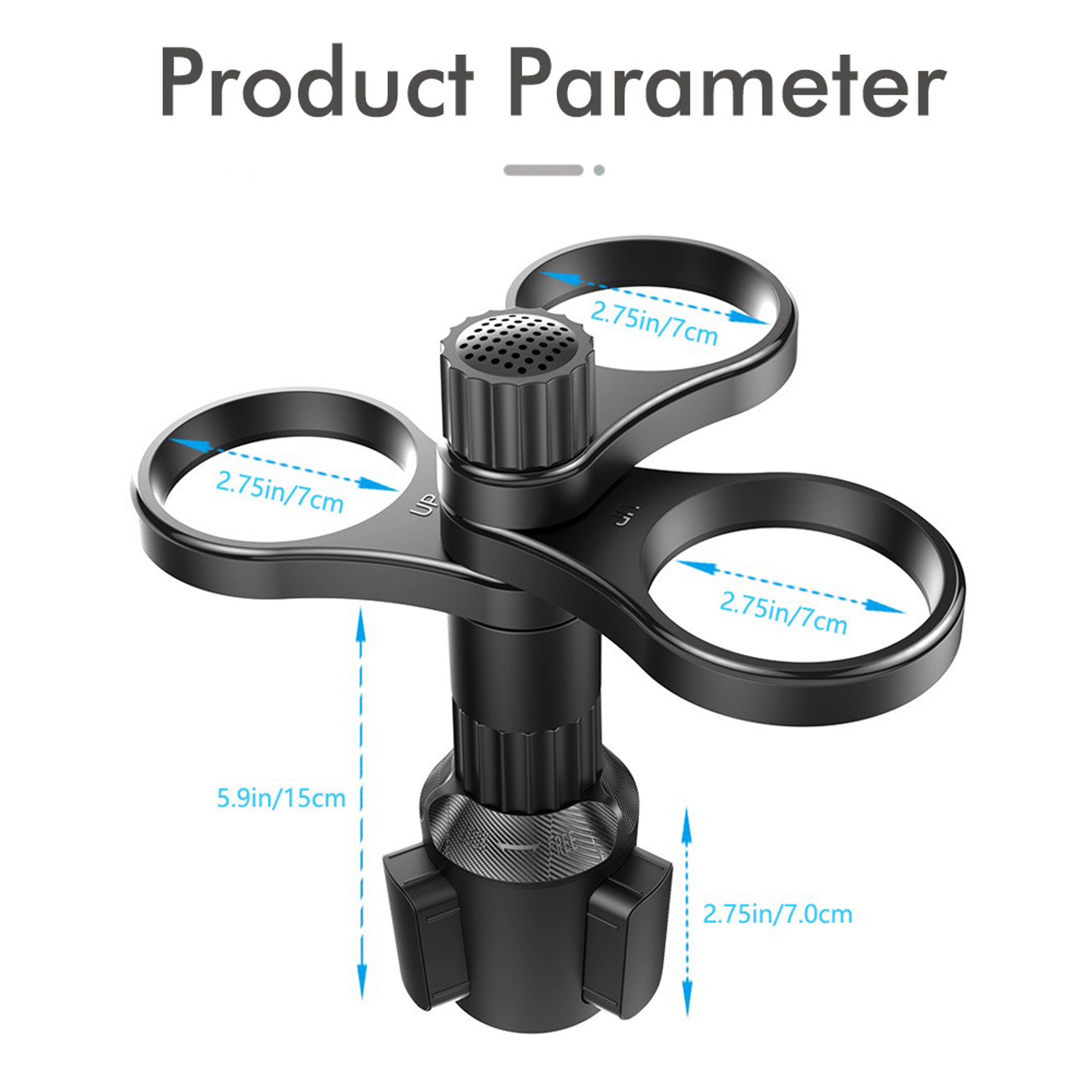 Adjustable Base Car Cup Mount Beverage Bottle Bracket, 3 In 1 Car Cup Holder Expander Adapter, 360 Rotating Insert Drink – view 6