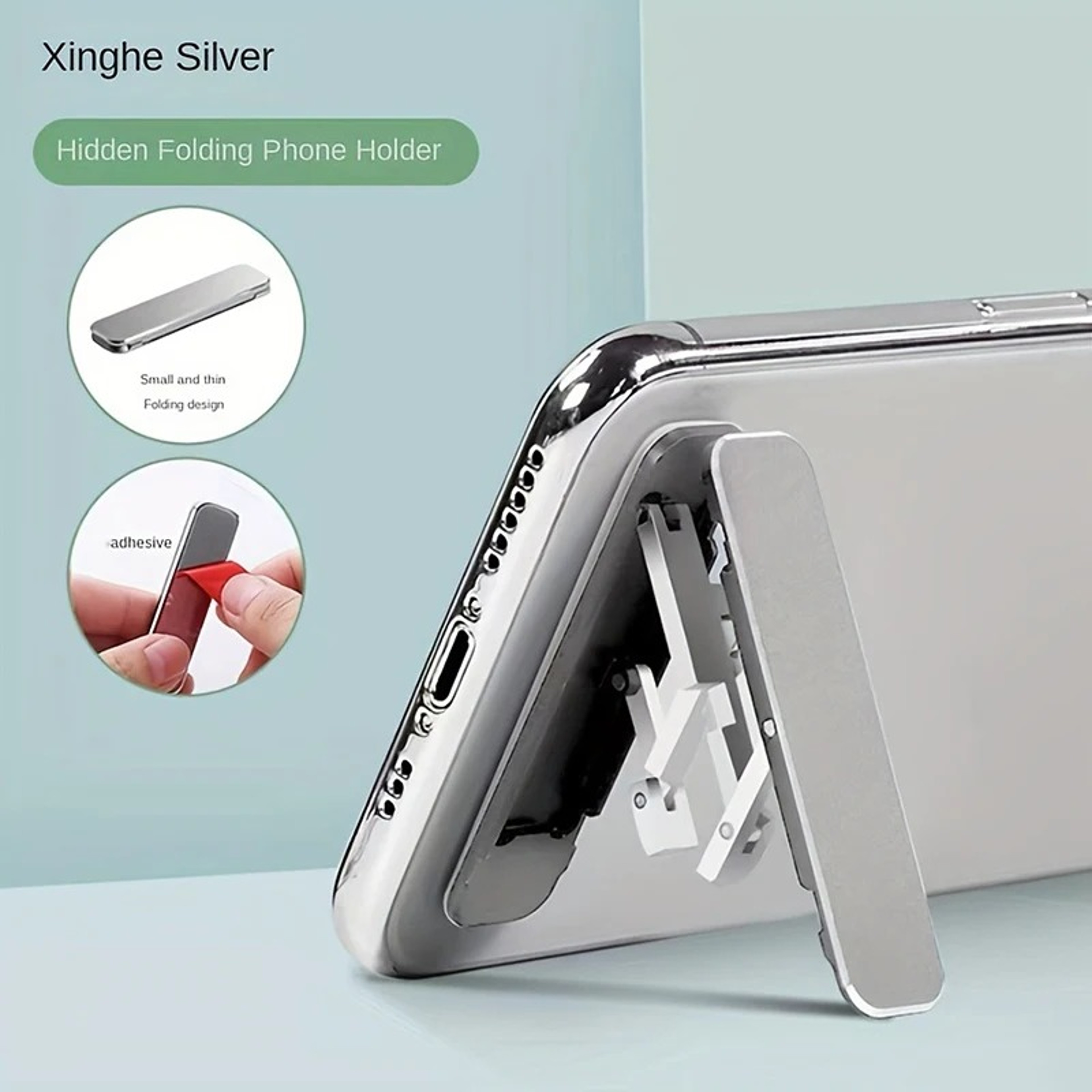 Invisible Adhesive Mini Back Phone Stand, Foldable Kickstand Bracket, Lightweight Portable Support – view 7