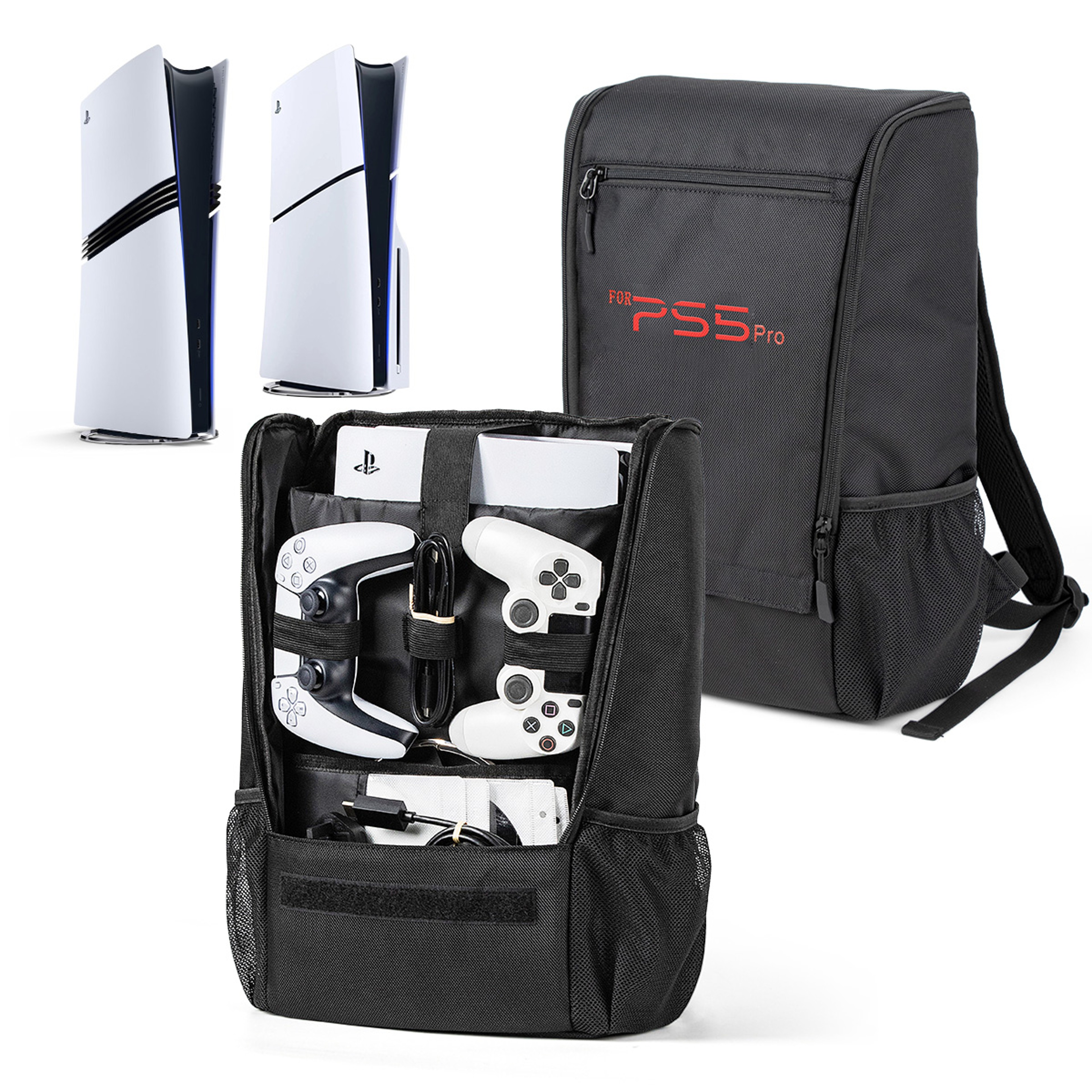 PS5 Pro Carrying Backpack, Large Capacity Bag for Disc/Digital Console & Accessories, Comfortable & Durable – view 1