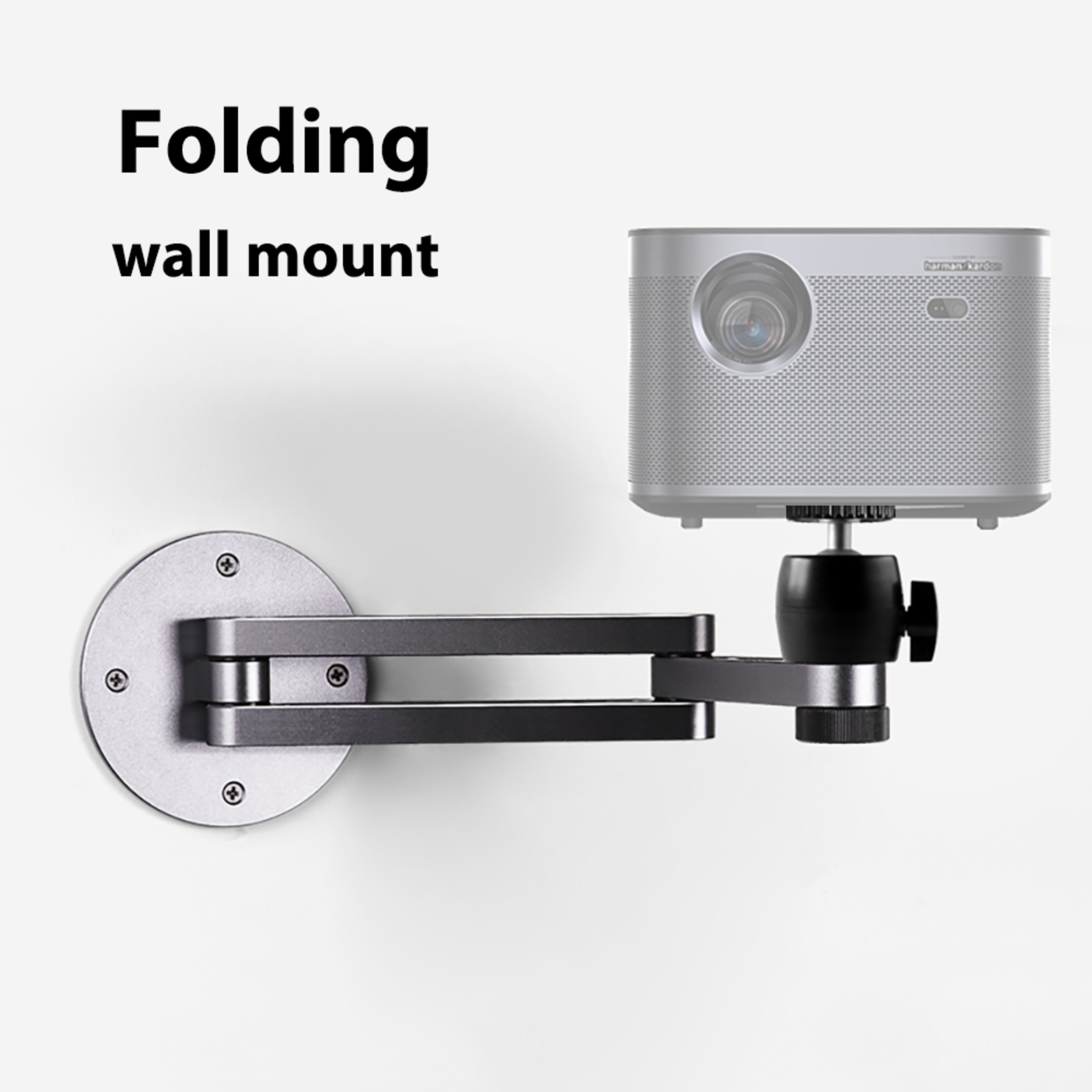 Aluminium Alloy Adjustable Folding Arm Holder, Foldable Projector Wall Mount, Stand with 1/4 Inch Thread Screw Ball Head – view 1
