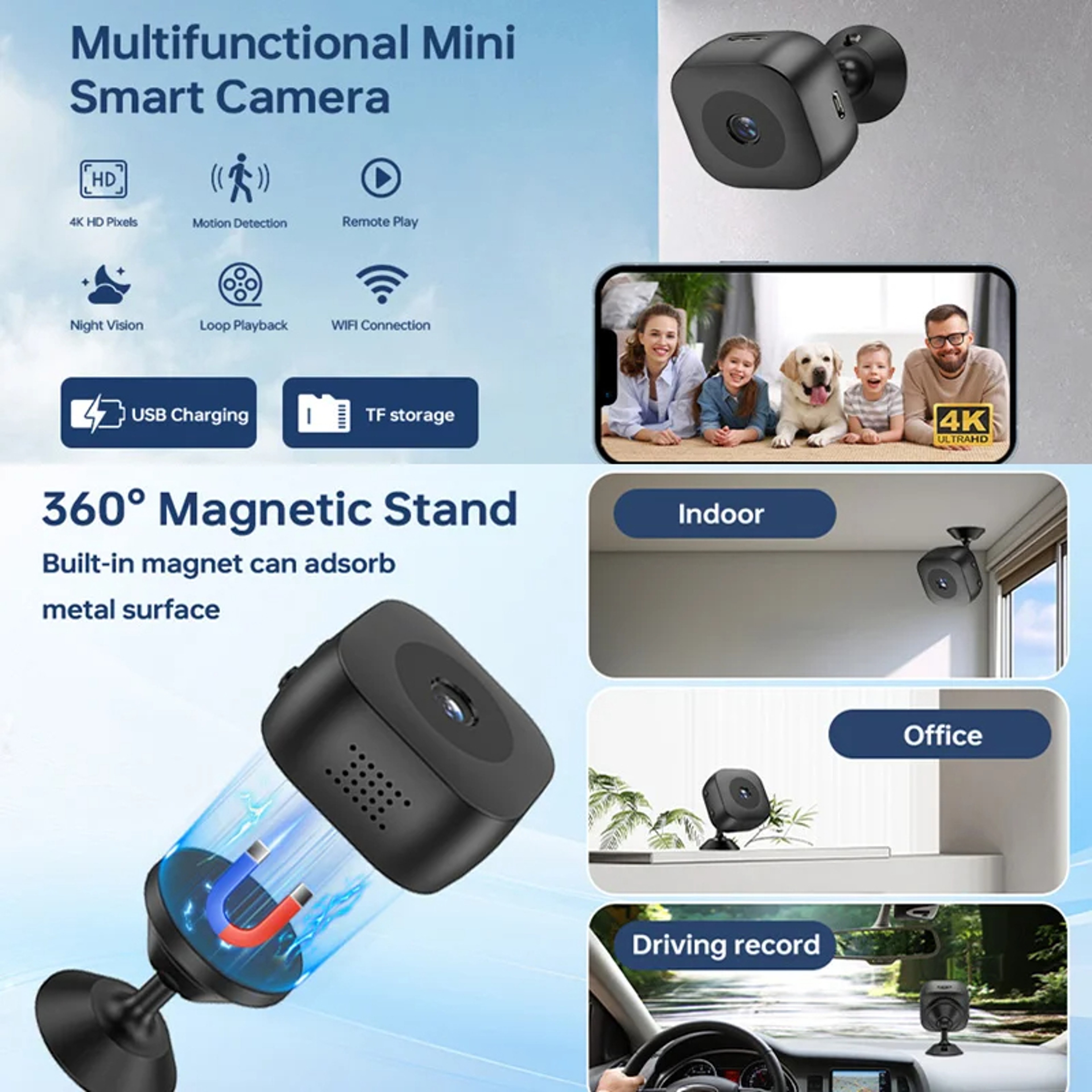 Small Cam, Mini Camera HD 1080P, Covert Video Recorder, High Definition WiFi Security Monitor, Full Color Night Visions – view 3
