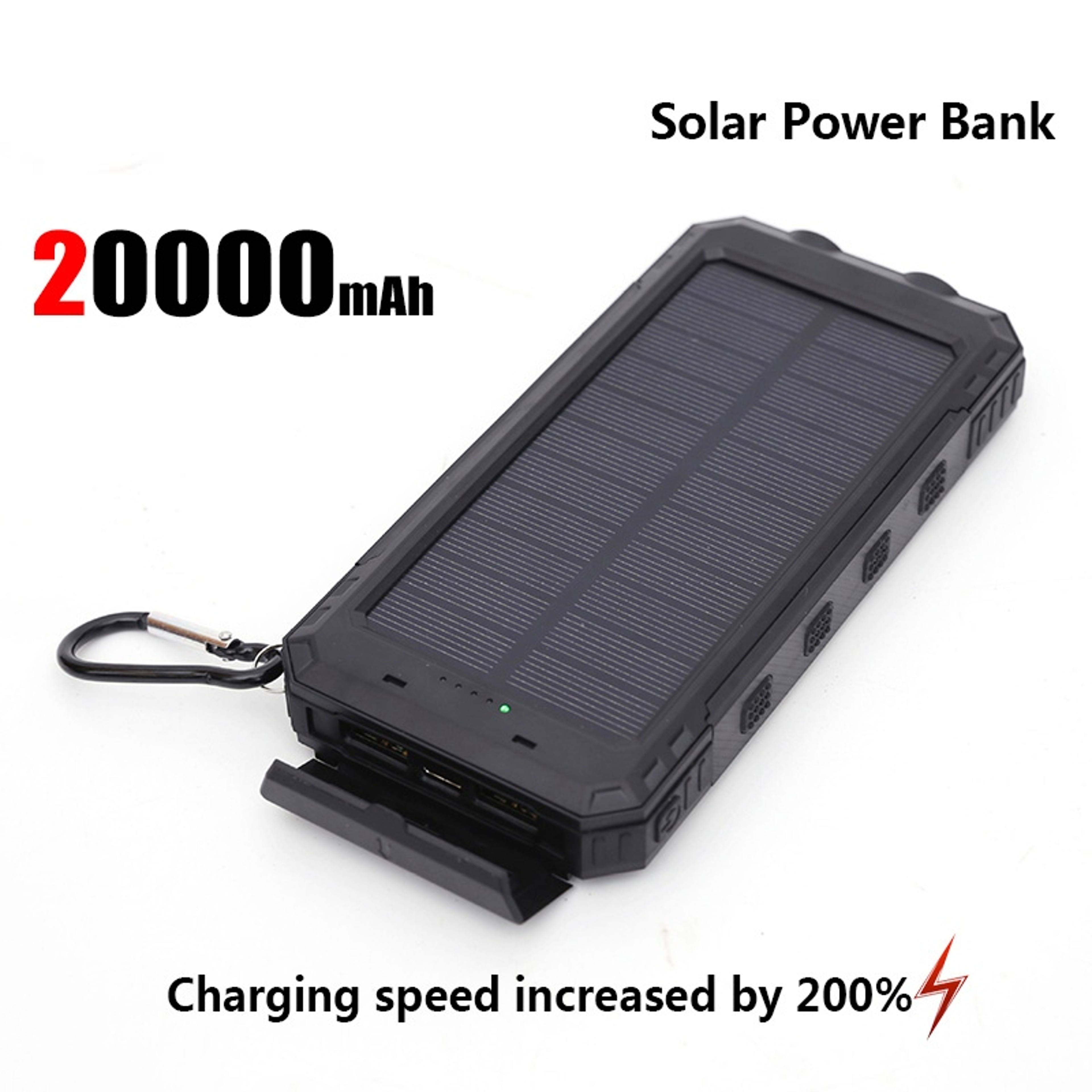 Portable Solar Power Bank, Outdoor Large Capacity Mobile Phone Charger with Flashlight, Fast Charging External Battery – view 11