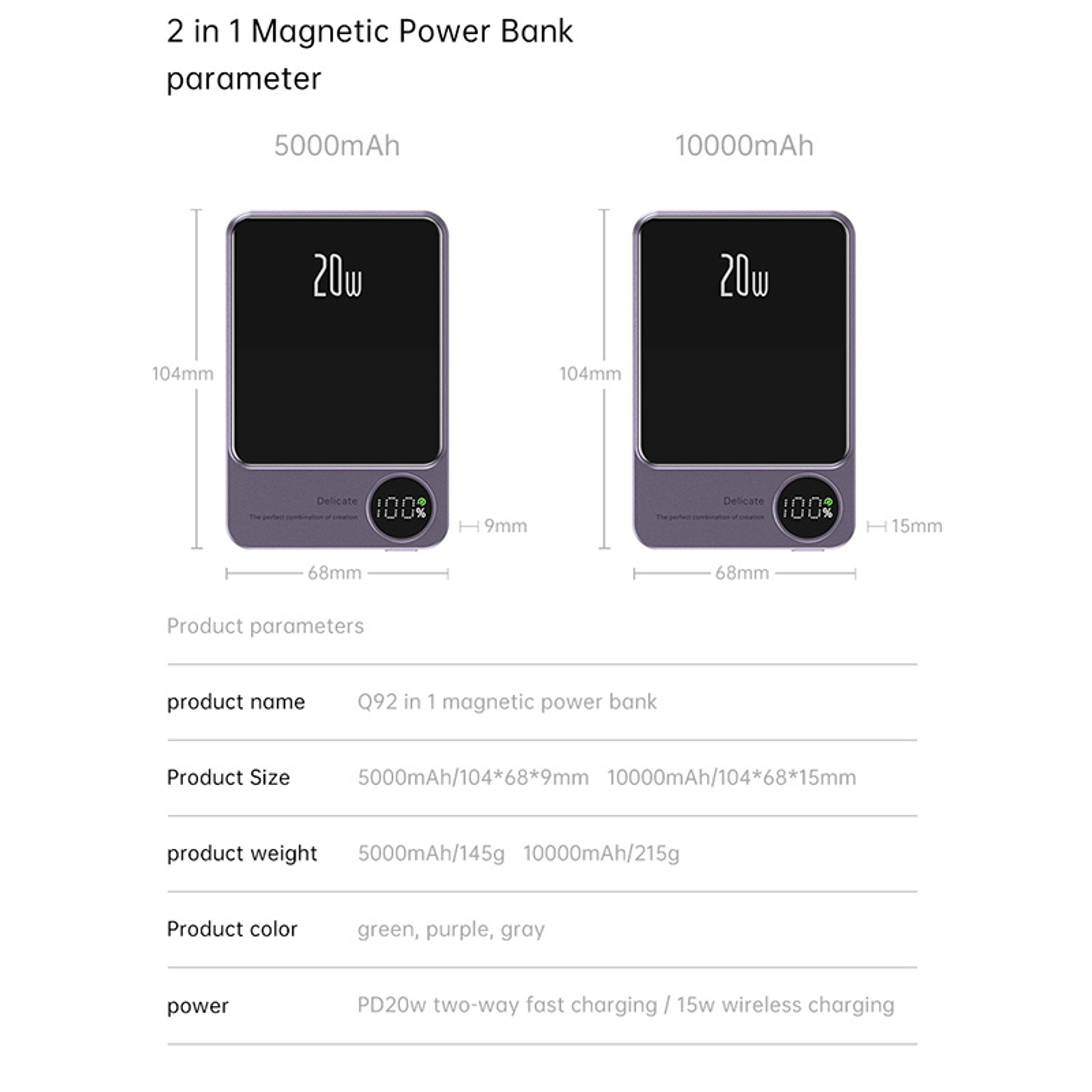 Magnetic Alloy Power Bank Wireless Fast Charging Battery Pack For IPhone Magsafe Backup Powerbank 4