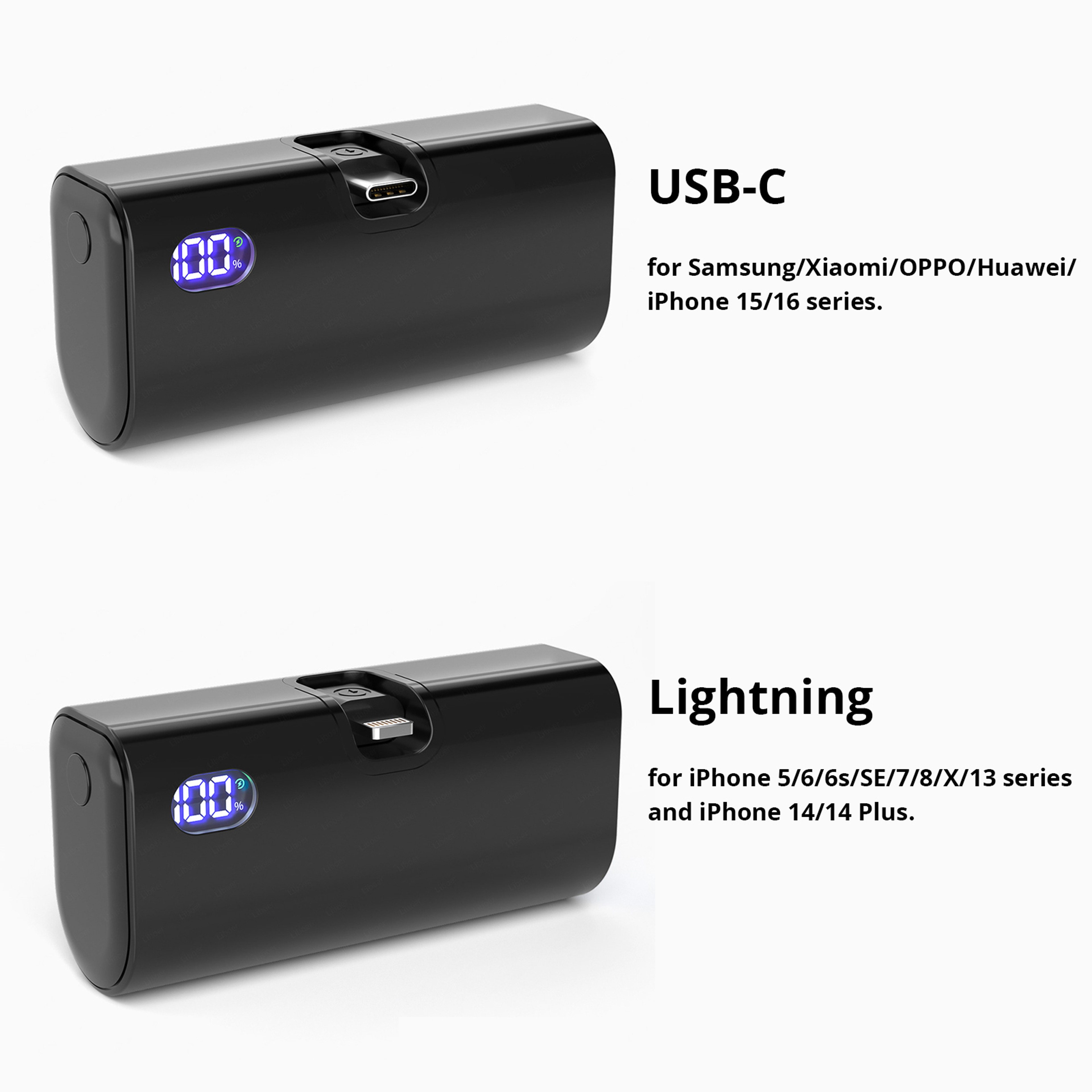 Fast Charging Portable Charger Mini Power Bank Foldable USBC Lightning External Battery For IPhone  4