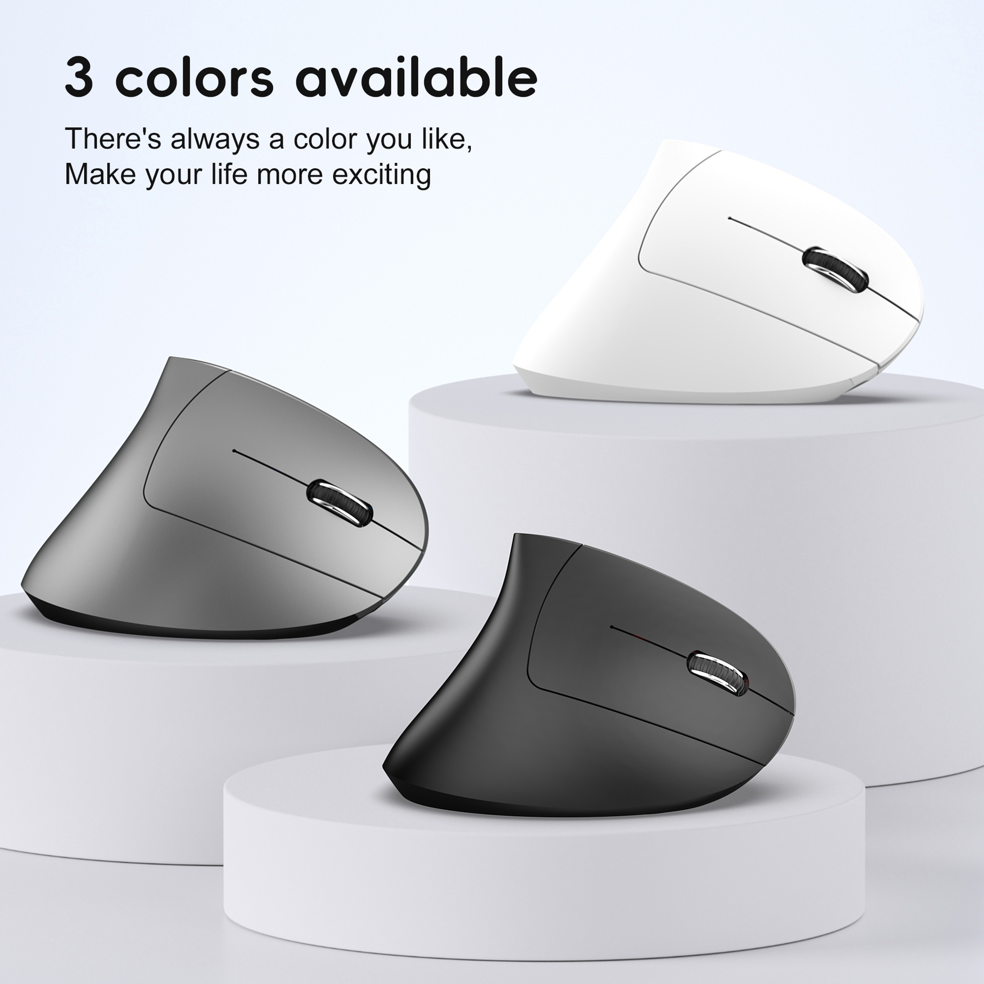 Dual Mode Vertical Mouse, Ergonomic Rechargeable ABS, Wireless Mouse for PC, Type-C Connect – view 2