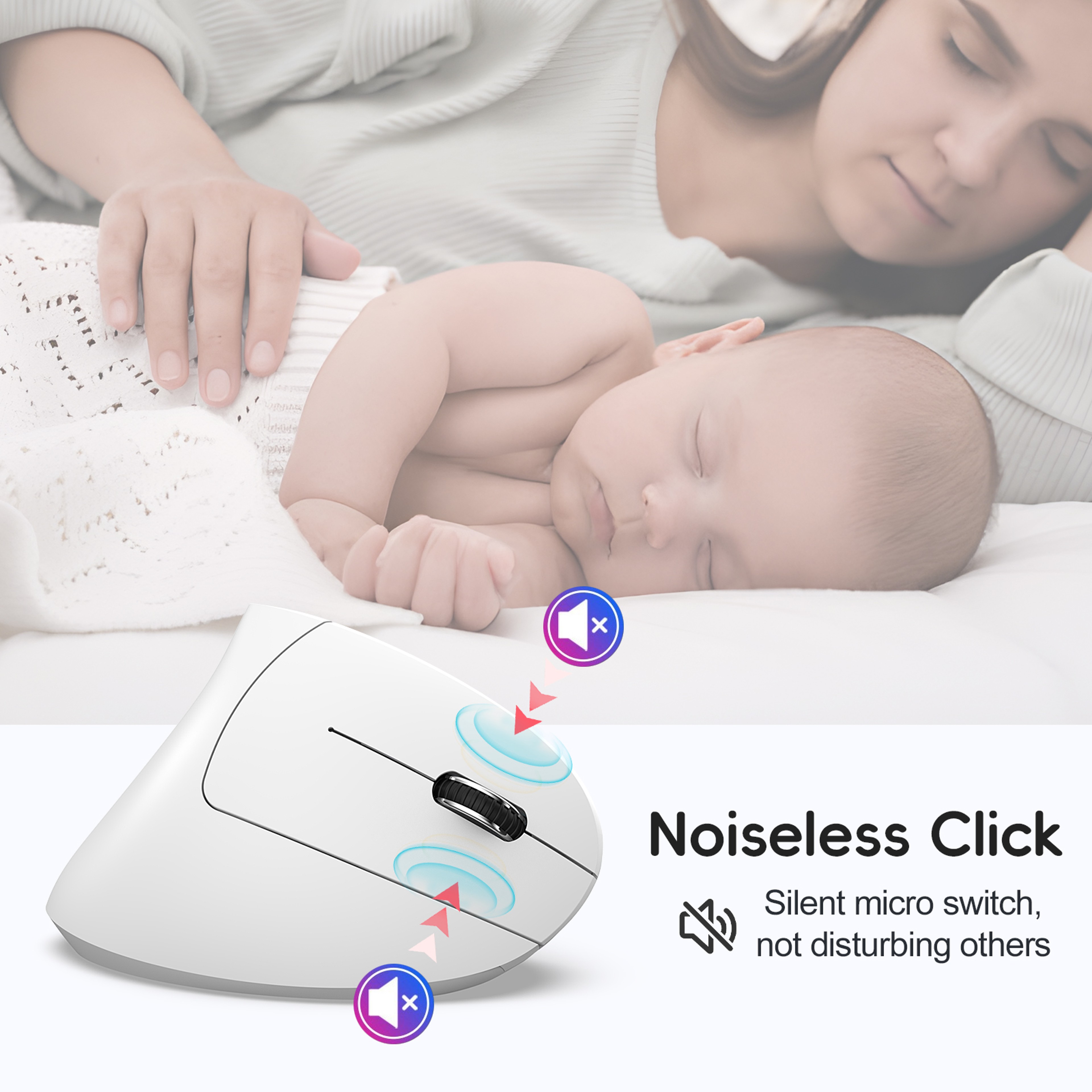 Dual Mode Vertical Mouse, Ergonomic Rechargeable ABS, Wireless Mouse for PC, Type-C Connect – view 4