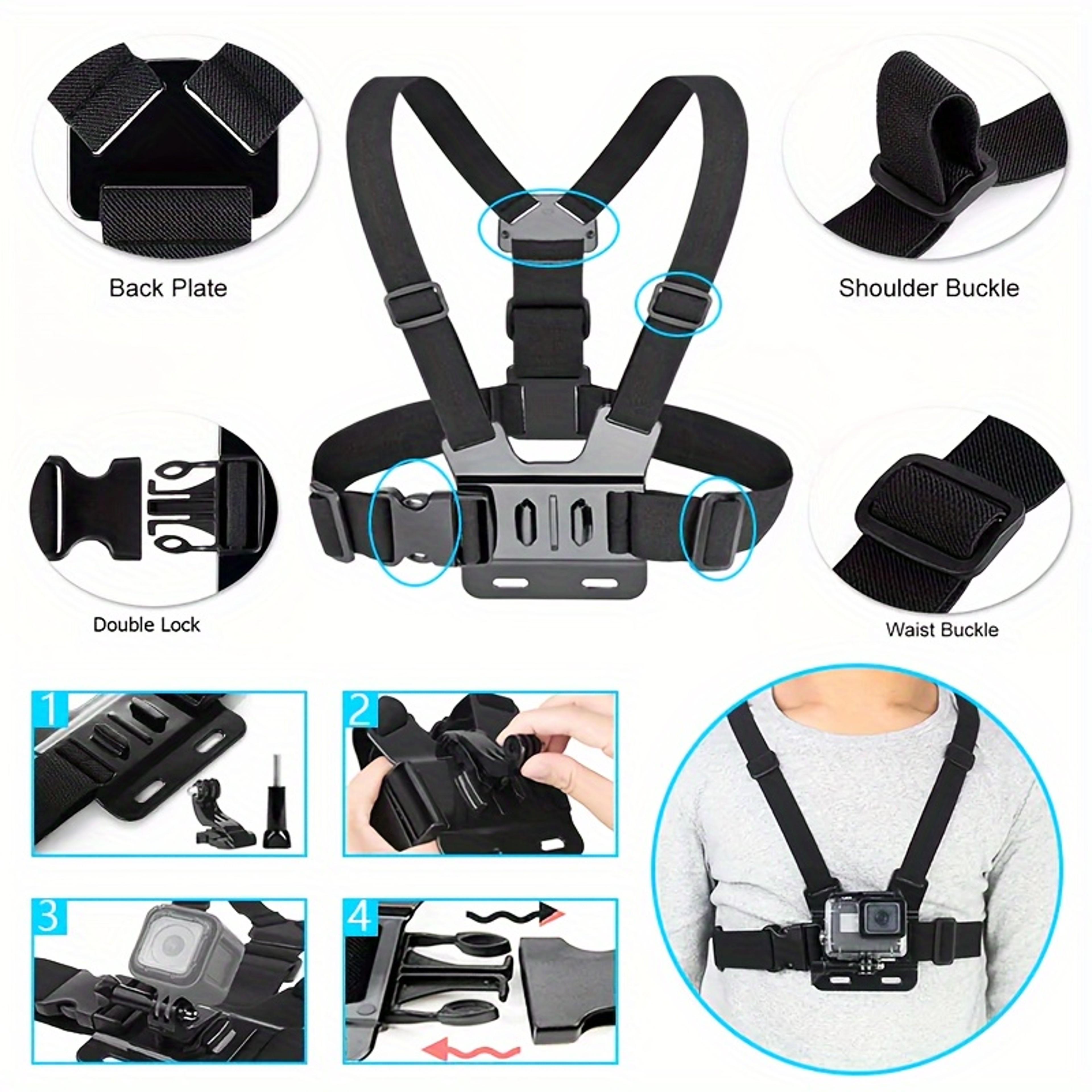 Durable ABS Material Chest Mount Phone Holder, 5-in-1 Design, Adjustable Strap, Ergonomic Shoulder Fit – view 4