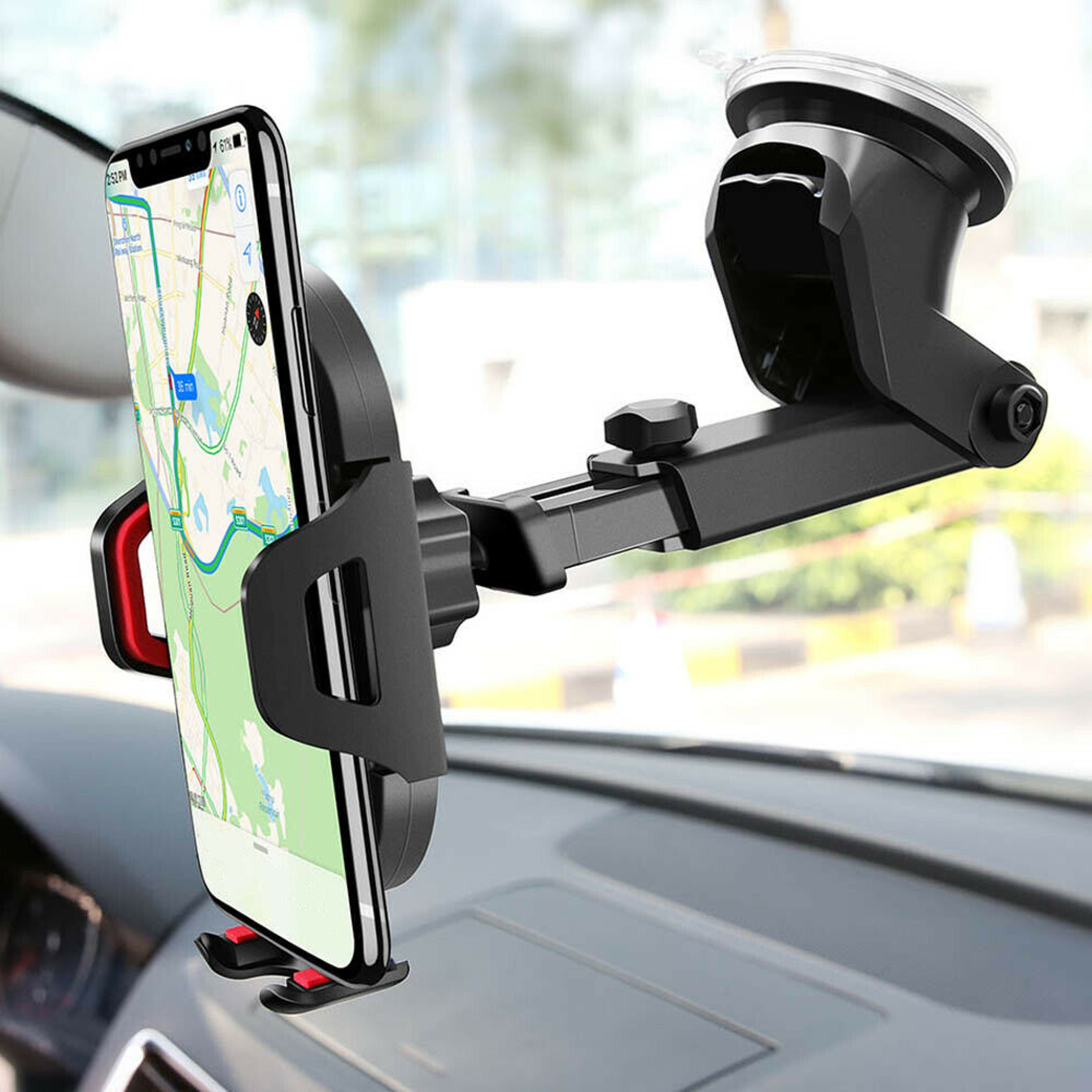 Universal Car 360°Rotate MobilePhone Holder Mount Sucker Retractable Arm Phone Bracket Stand Fit For iPhone and Xiaomi – view 1