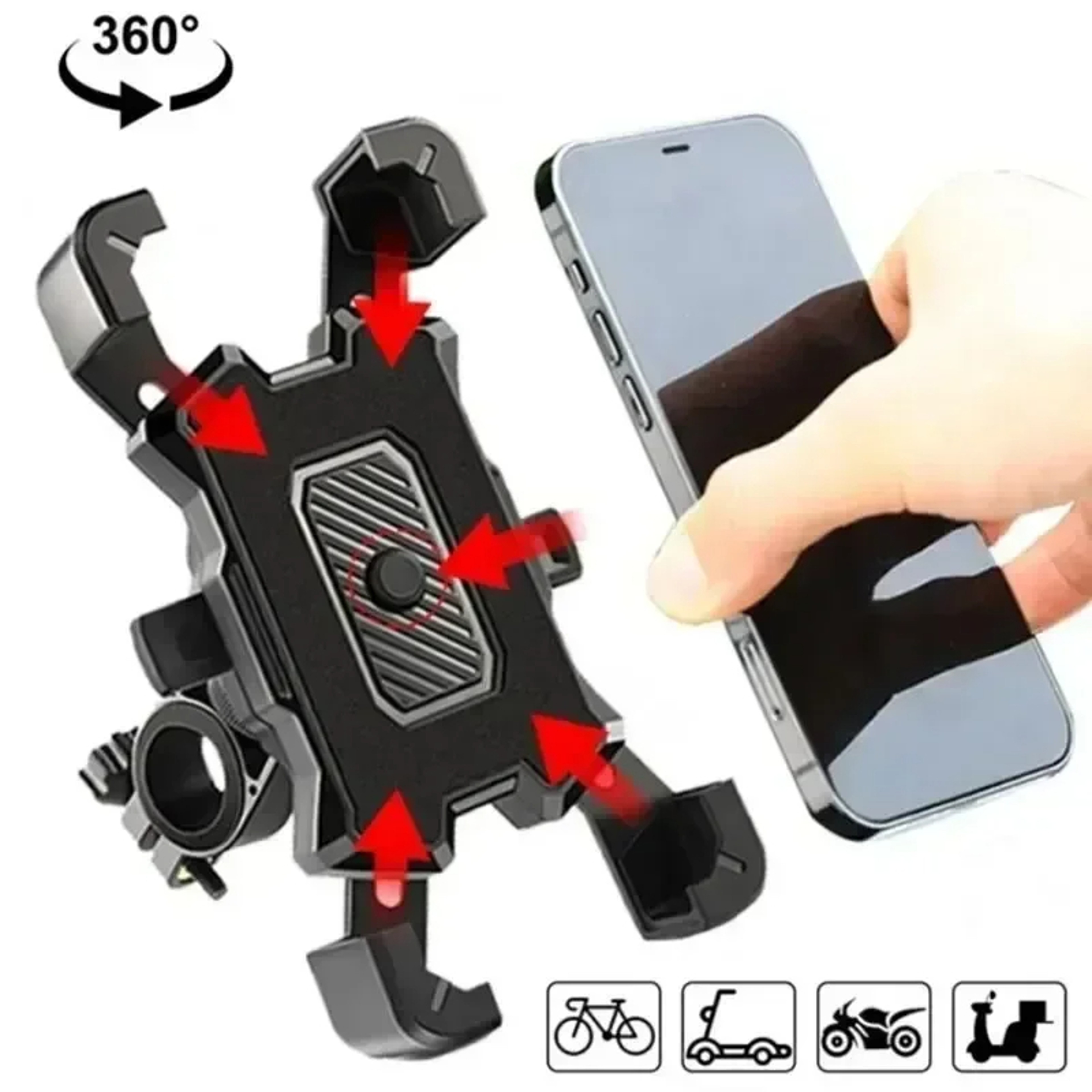 Rotatable Motorcycle Phone Mount, Bike Phone Holder for Moto, Mountain Bike Stand Bracket, Non Slip Cycling Phone Holder – view 1