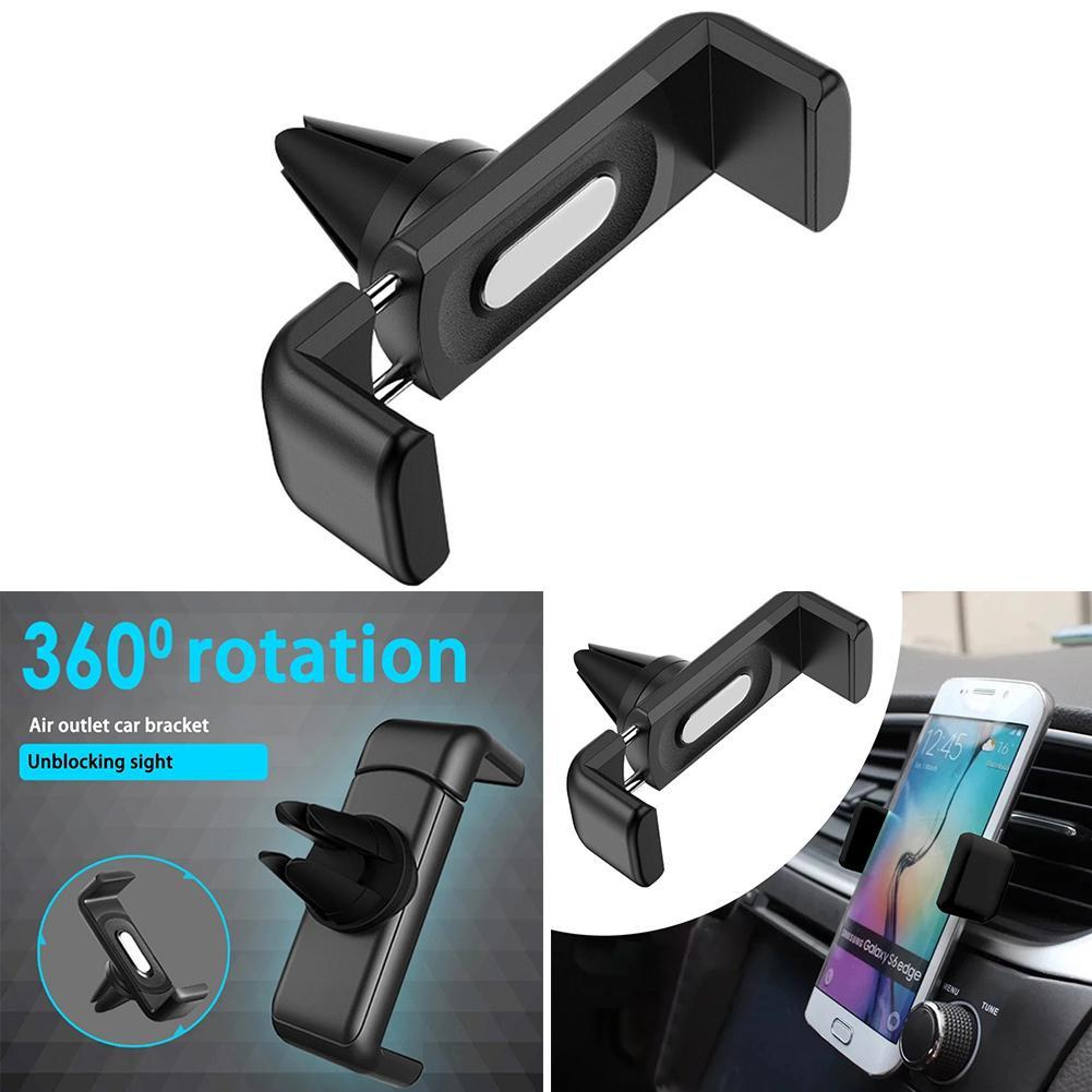 Automobile Clamp Phone Holder, Universal Car Mount for Dashboard, Windshield Vent Hands Free Mobile Stand – view 2