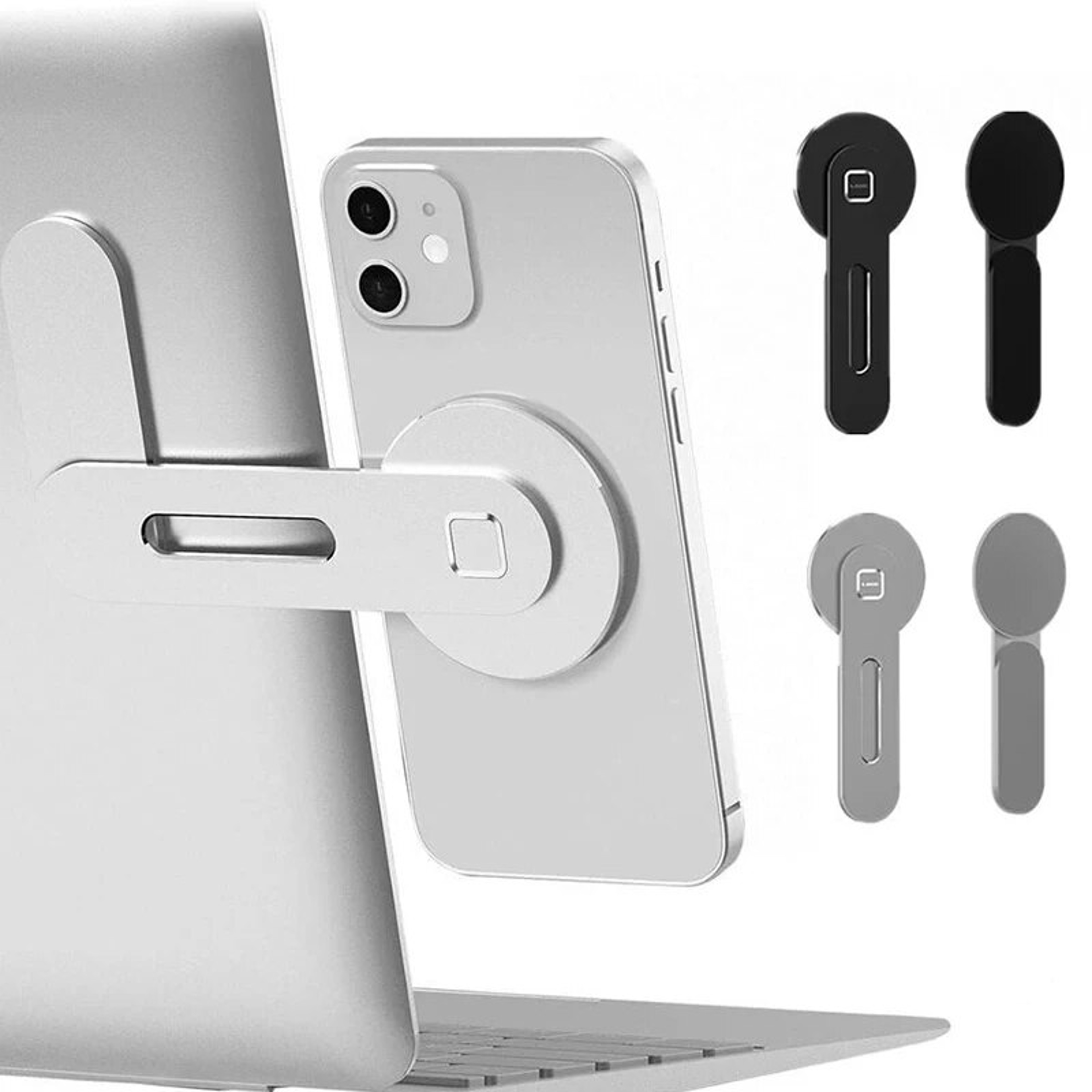 Magnetic Laptop Phone Stand, Ultrathin Display Side Mount for Car, Foldable Aluminum Alloy Back Holder, Rollover Camera – view 1