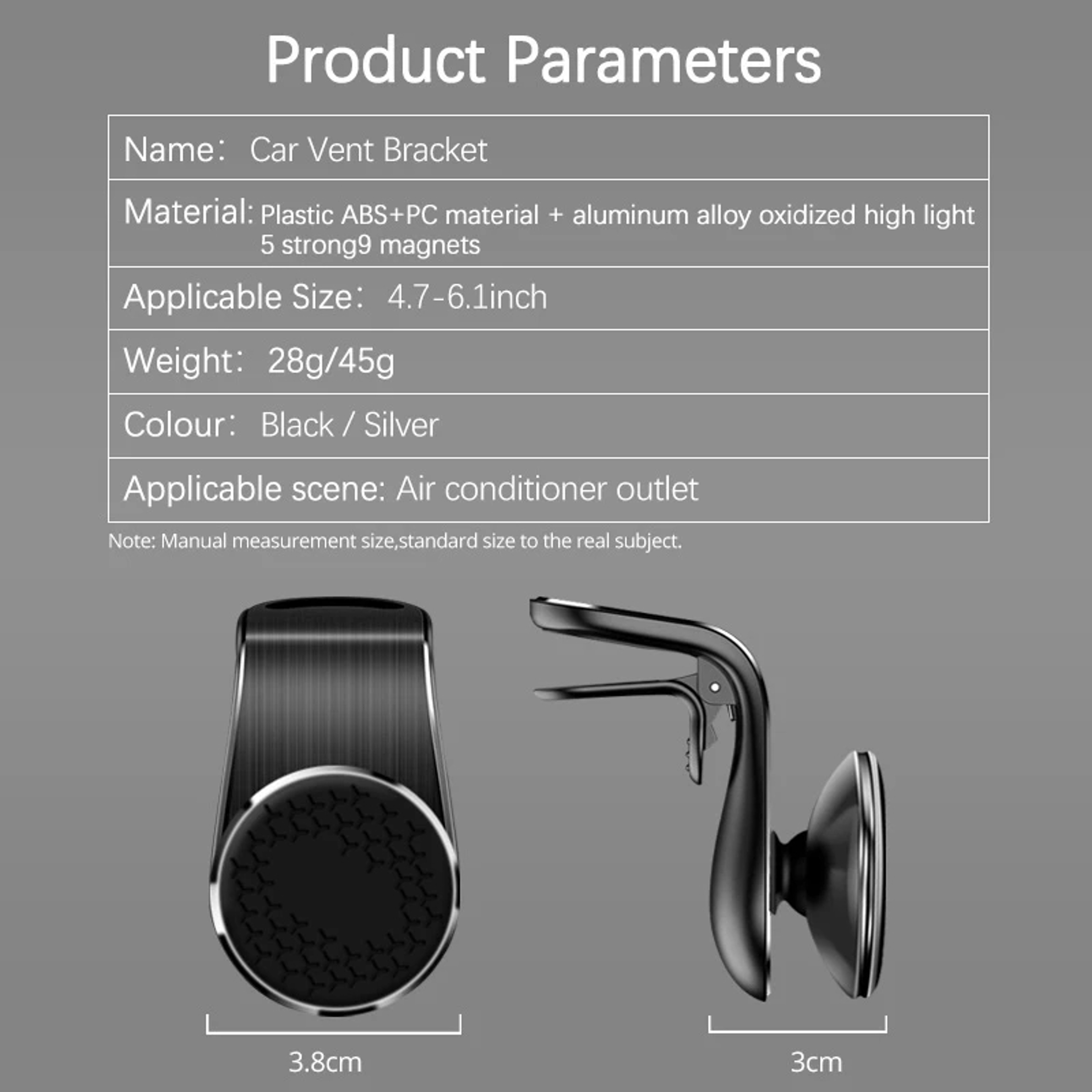 Air Vent Magnetic Car Mount, Strong Magnet Phone Holder, GPS Mobile Stand, Universal In-Car Smartphone Bracket – view 6