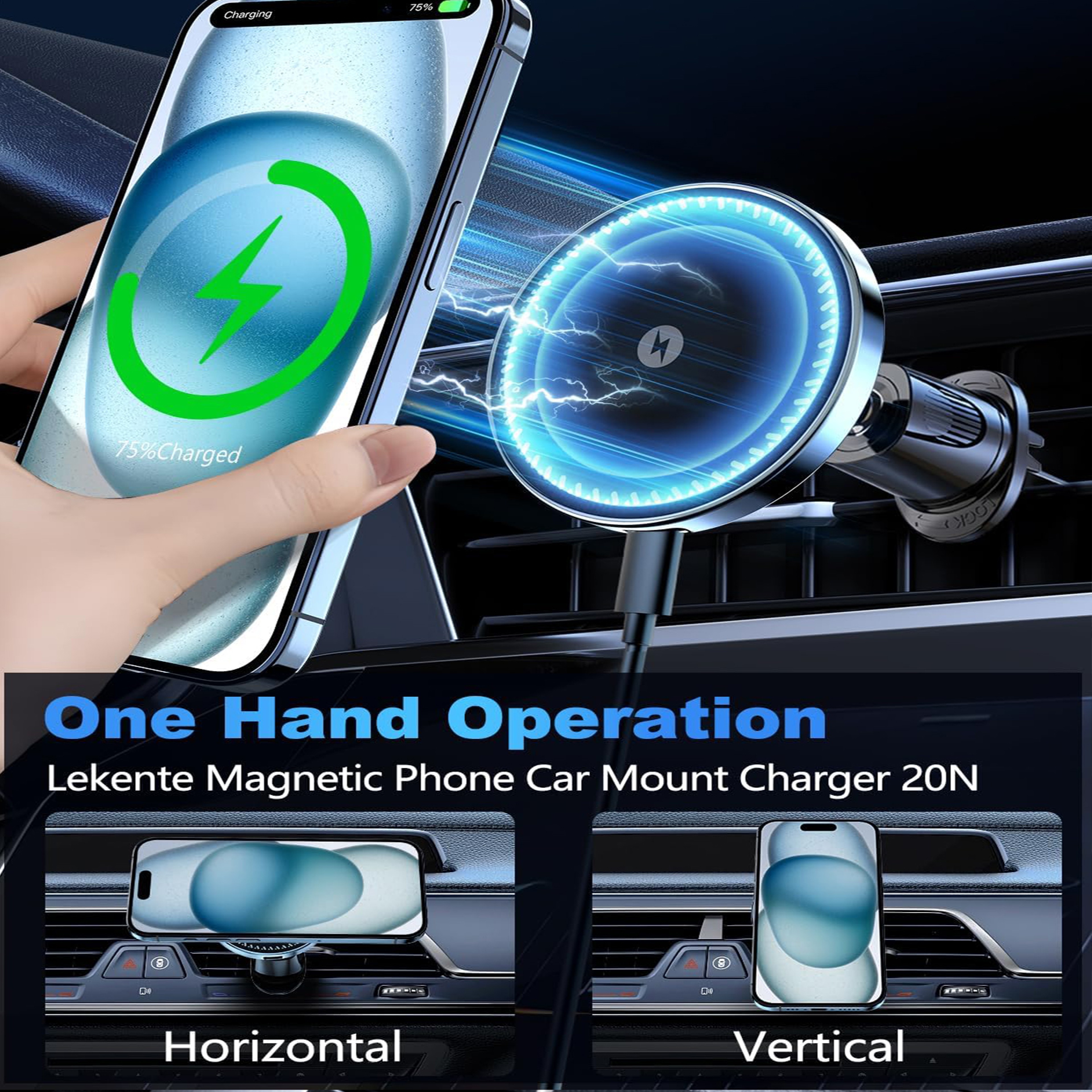 Magnetic Wireless Car Charger  Air Vent Phone Holder 1