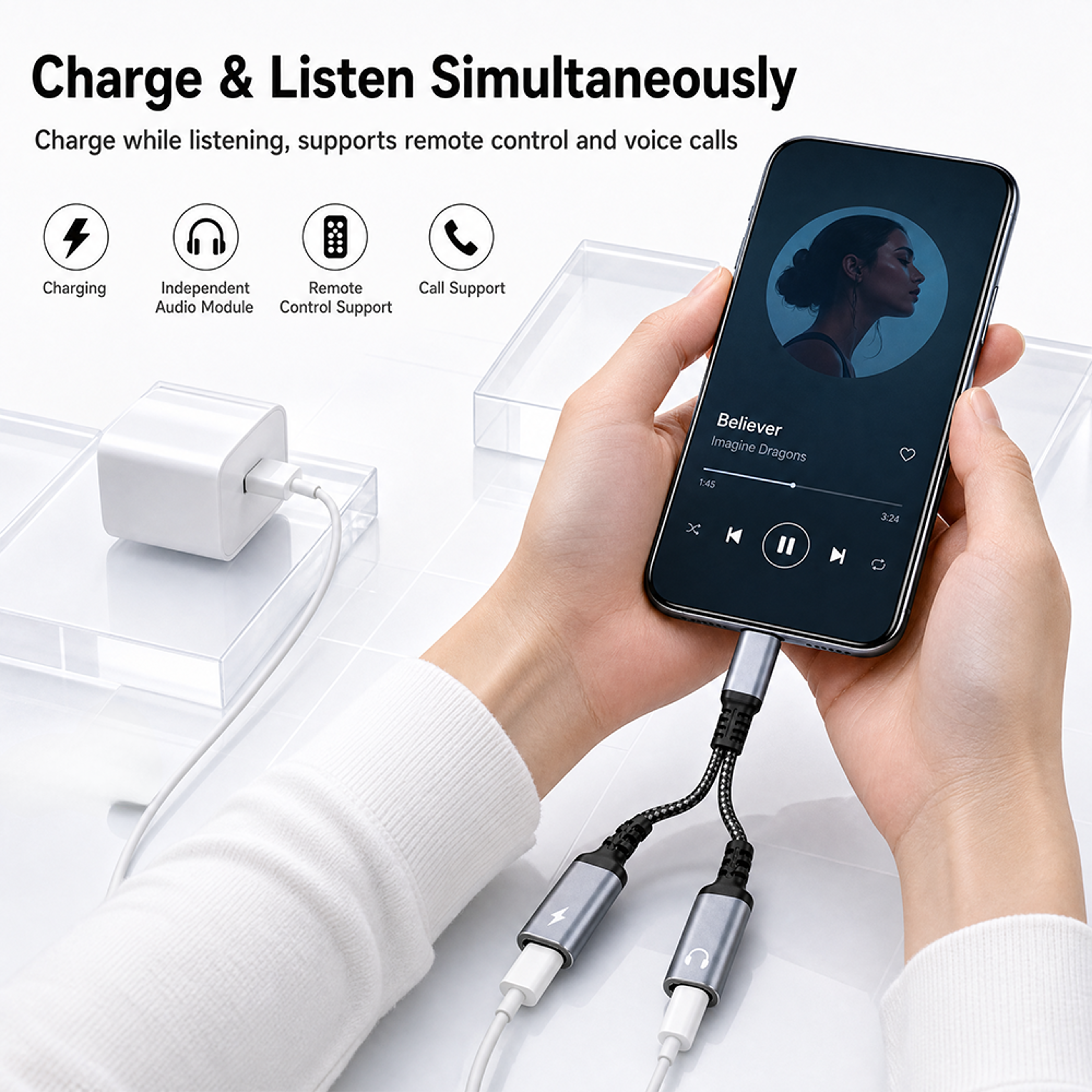 Charge  Listen Pro USB C Splitter Adapter With PD Fast Charging  Audio Support 3