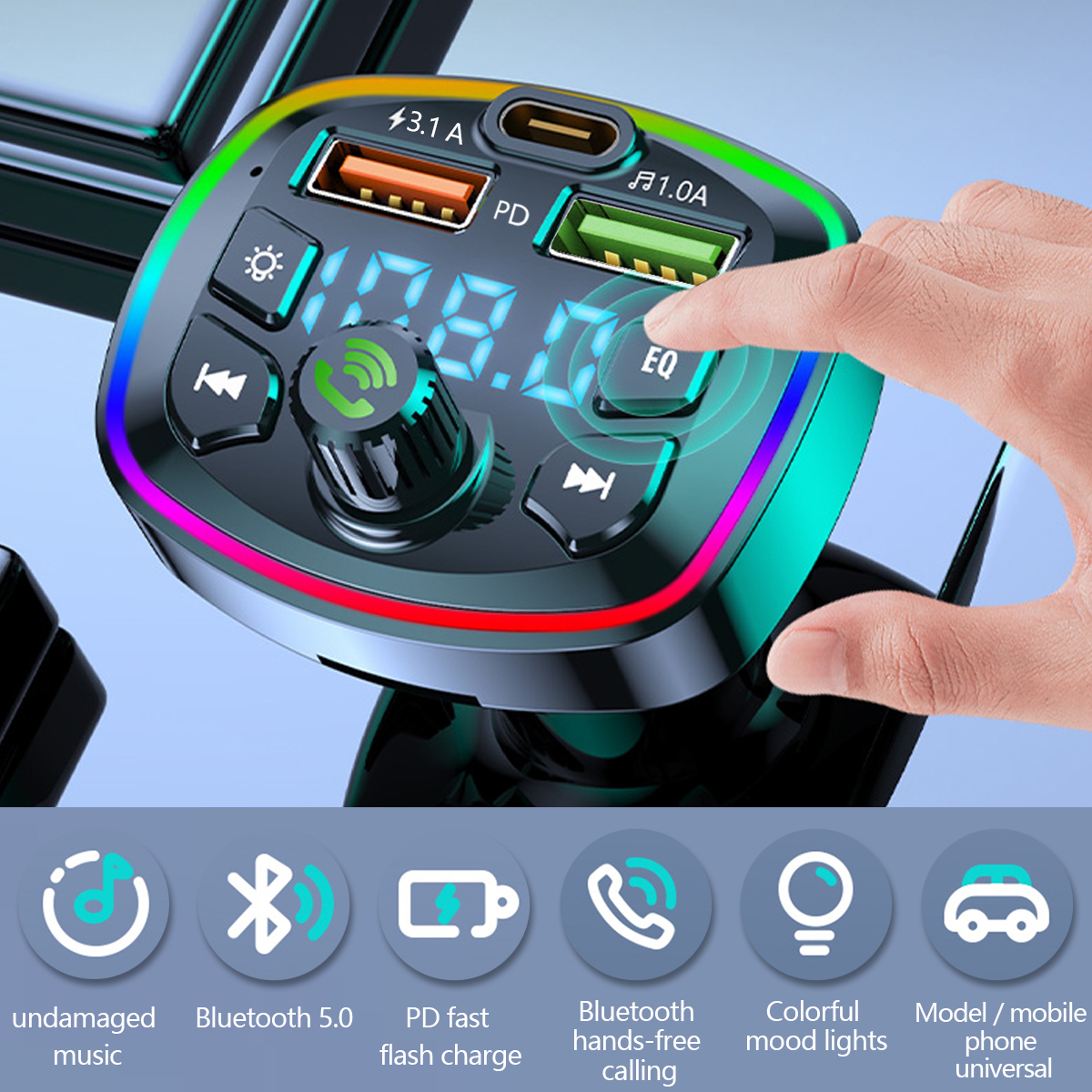 DriveSync Bluetooth FM Transmitter  Fast Charge Car MP3 Adapter 1