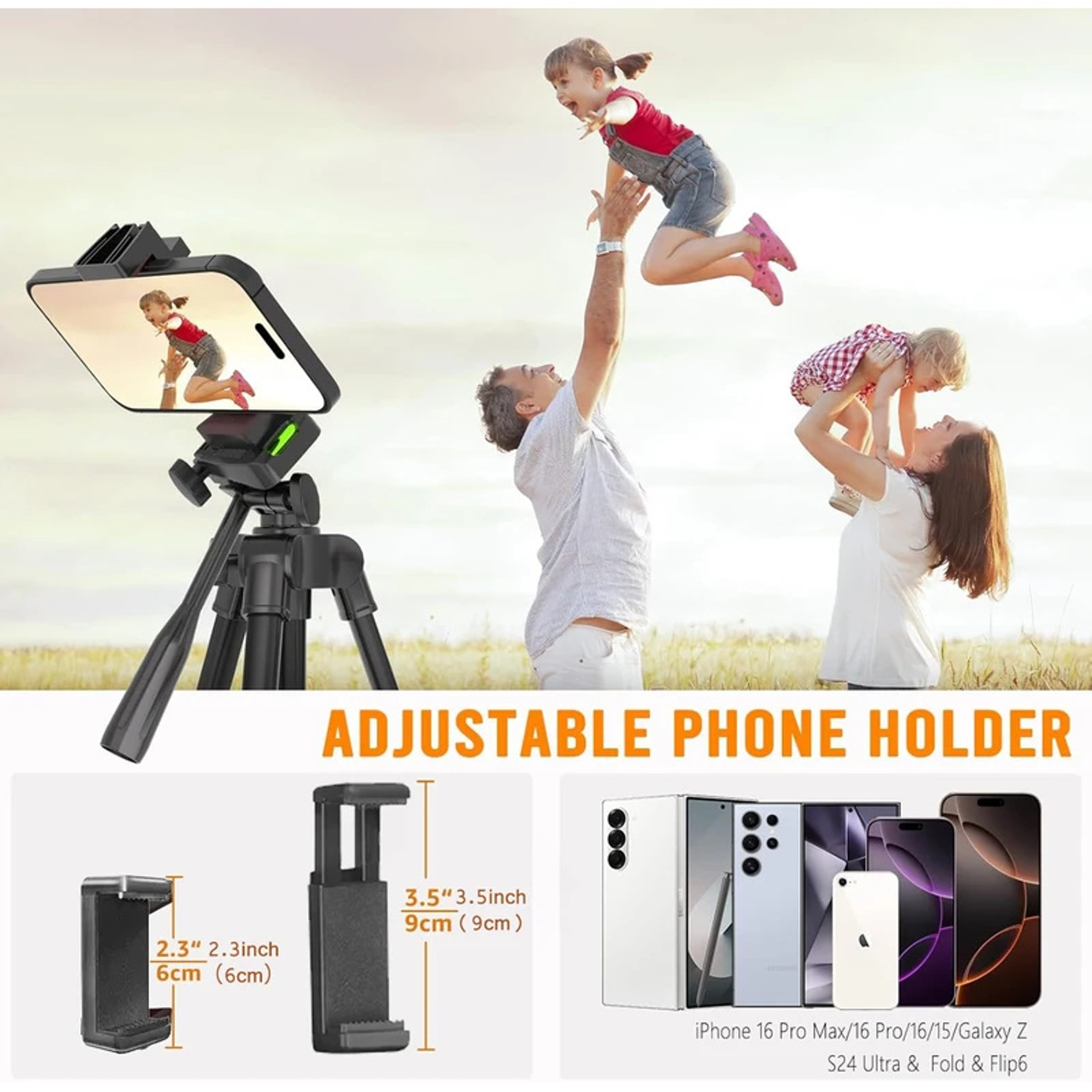 Adjustable Phone Tripod Stand with Bluetooth Remote for Content Creators & Photography – view 3