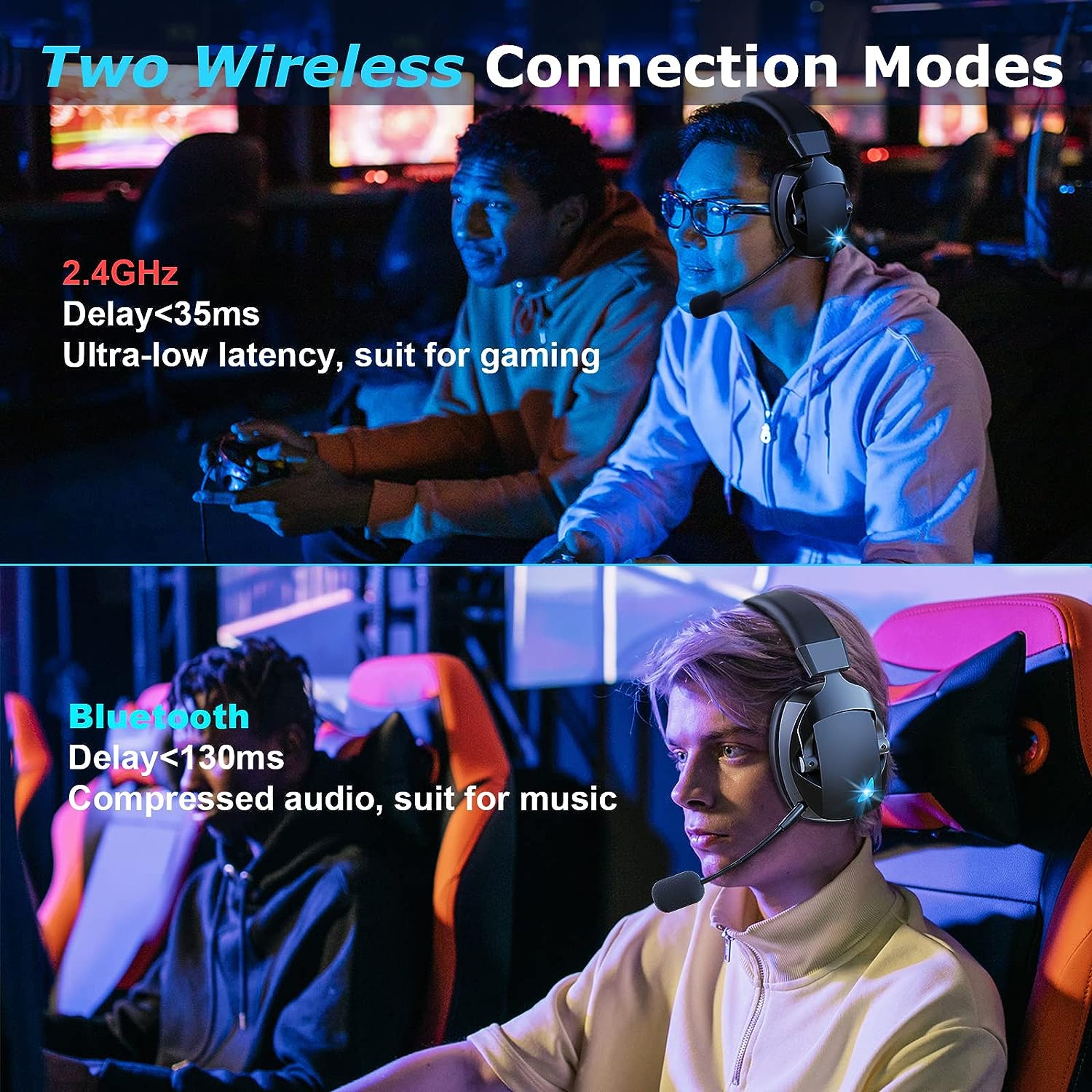 Wireless Gaming Headset for PC & Switch with Bluetooth Mic – view 3