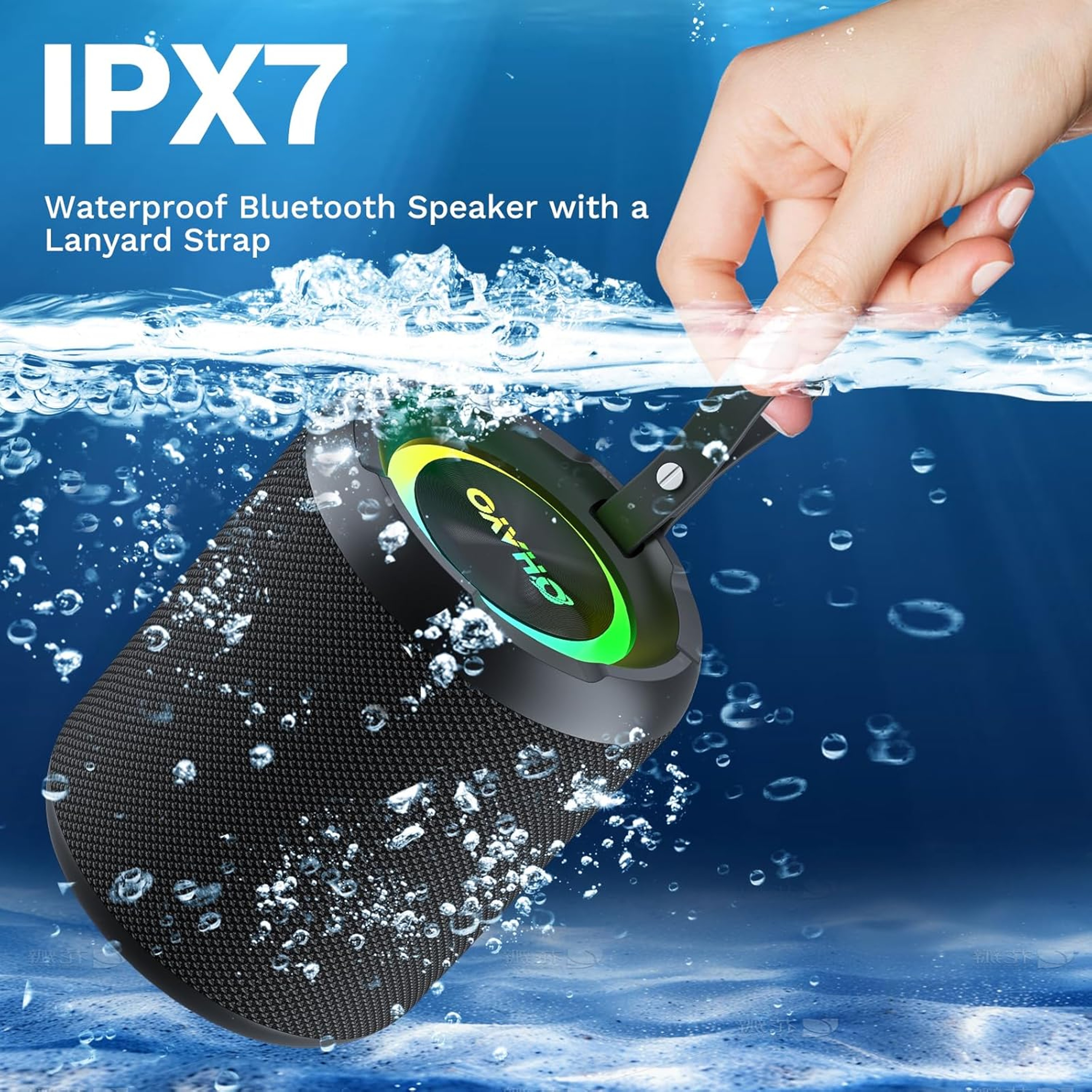 Waterproof Bluetooth Speaker With RGB Lights  TWS Stereo Sound 3