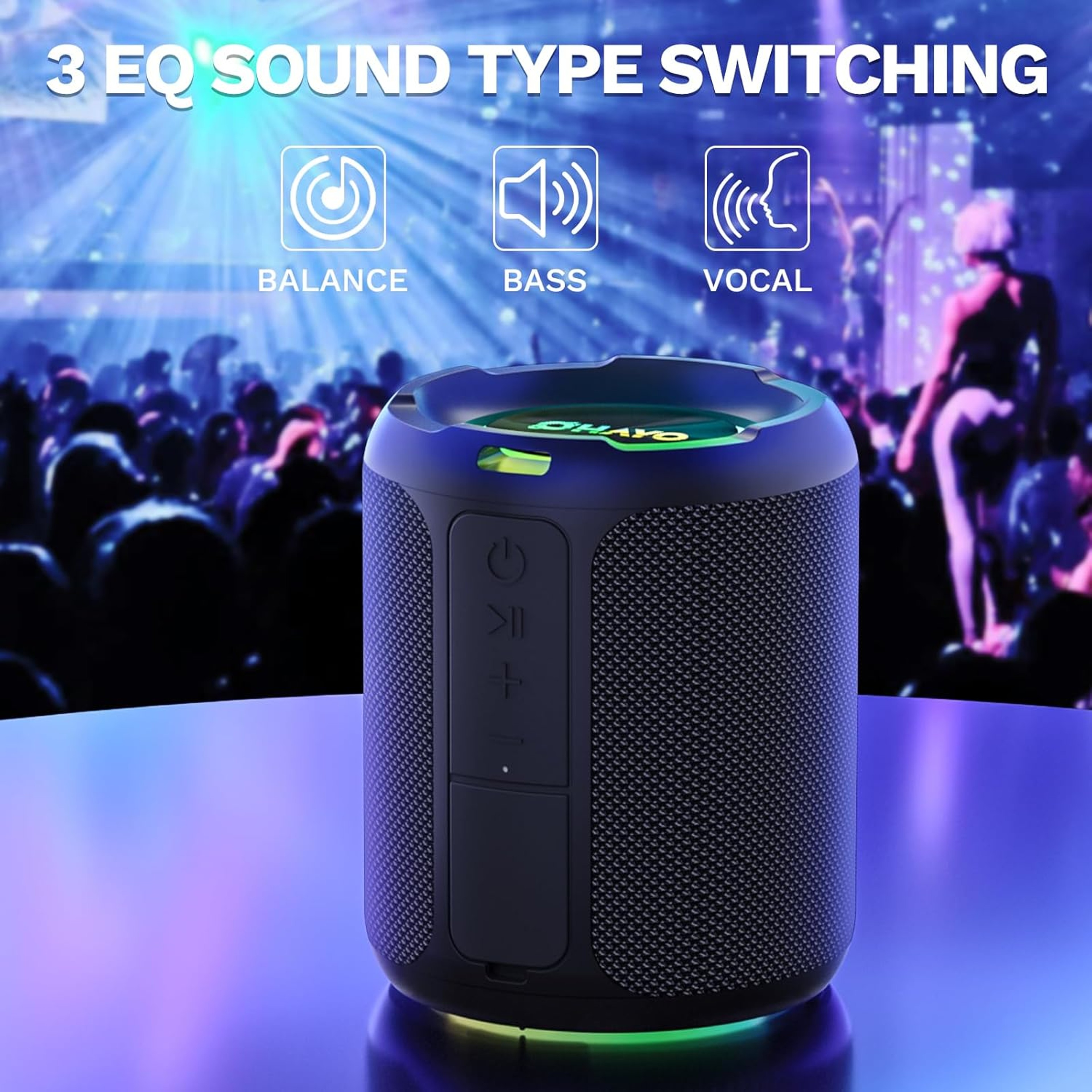 Waterproof Bluetooth Speaker With RGB Lights  TWS Stereo Sound 4
