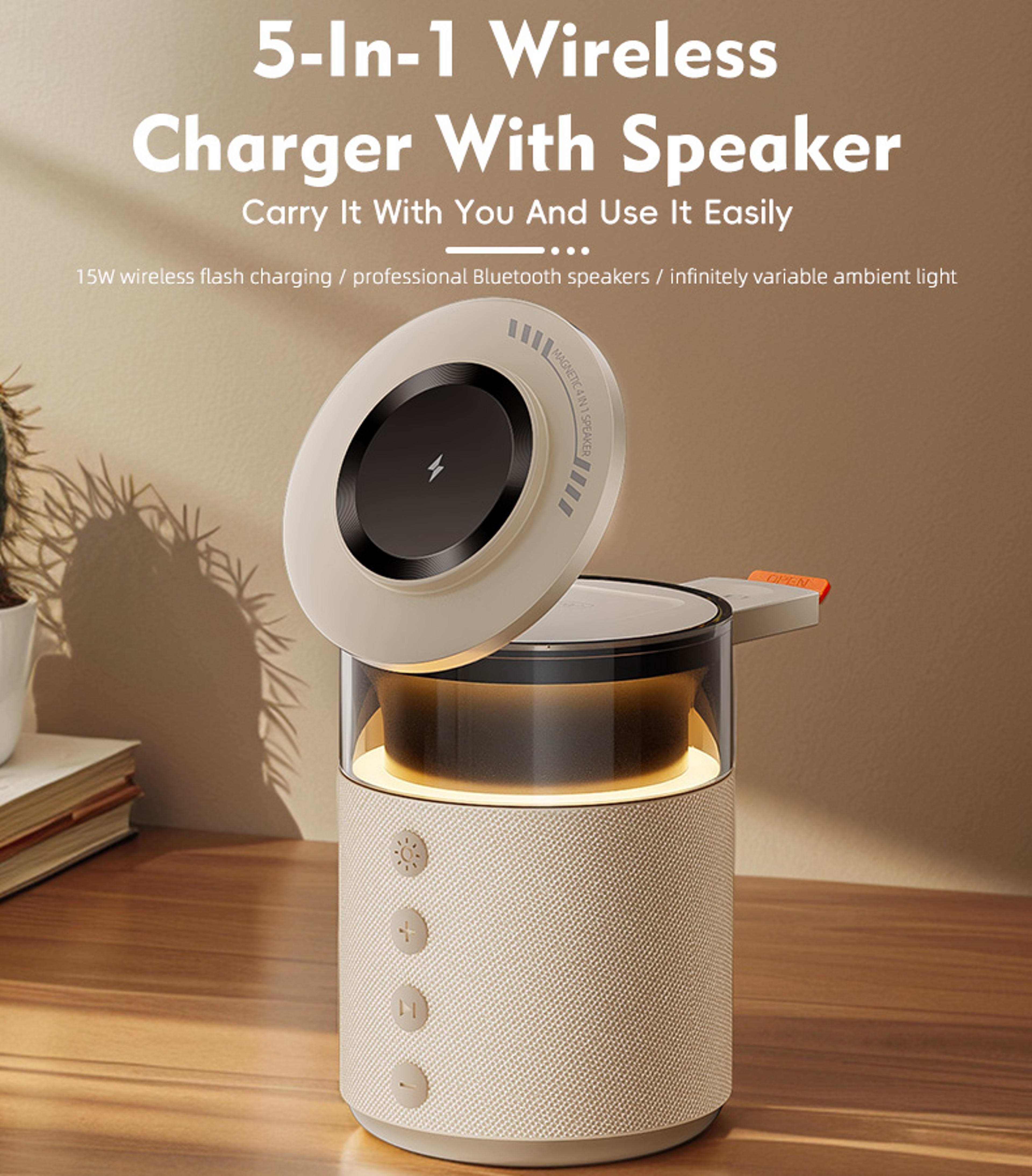 Magnetic Wireless Charging Station With Bluetooth Speaker  Night Light 1