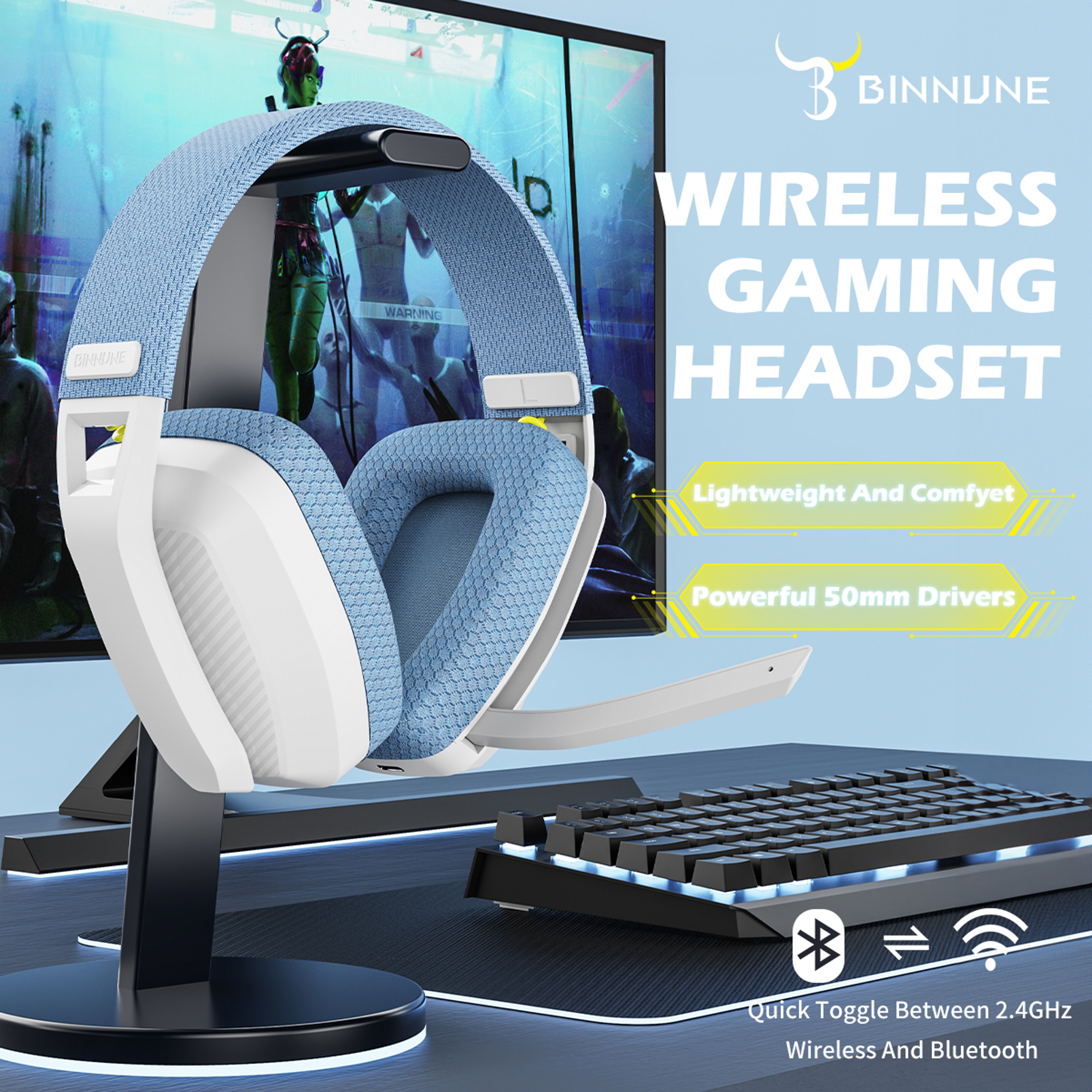 Wireless Gaming Headset With Noise Canceling Mic 1