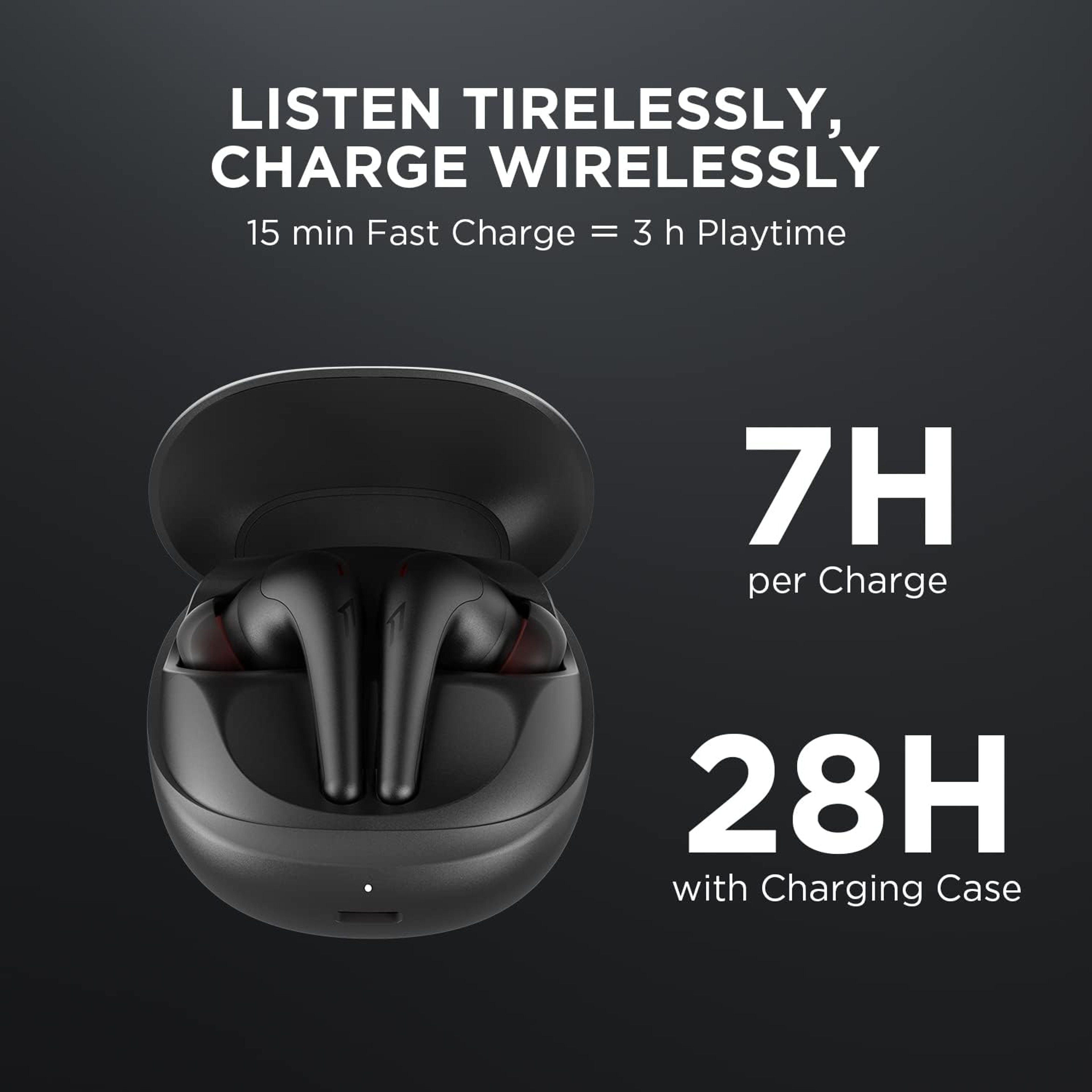 Bluetooth Noise Cancelling Earbuds With Clear Calls Wireless Charging  Playtime 4