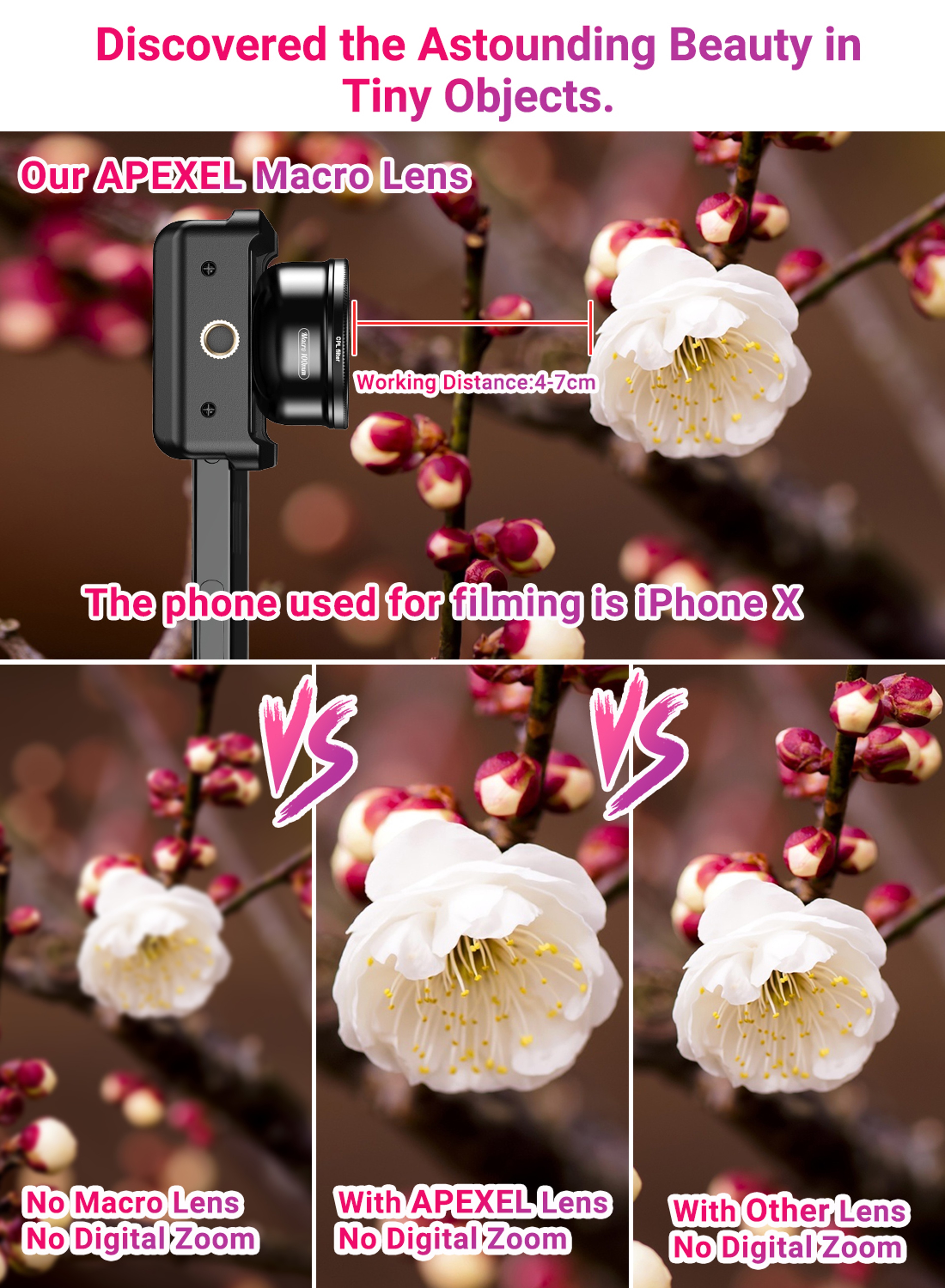 HD Smartphone Macro Lens Kit With CPL Filter  Universal Clip 4