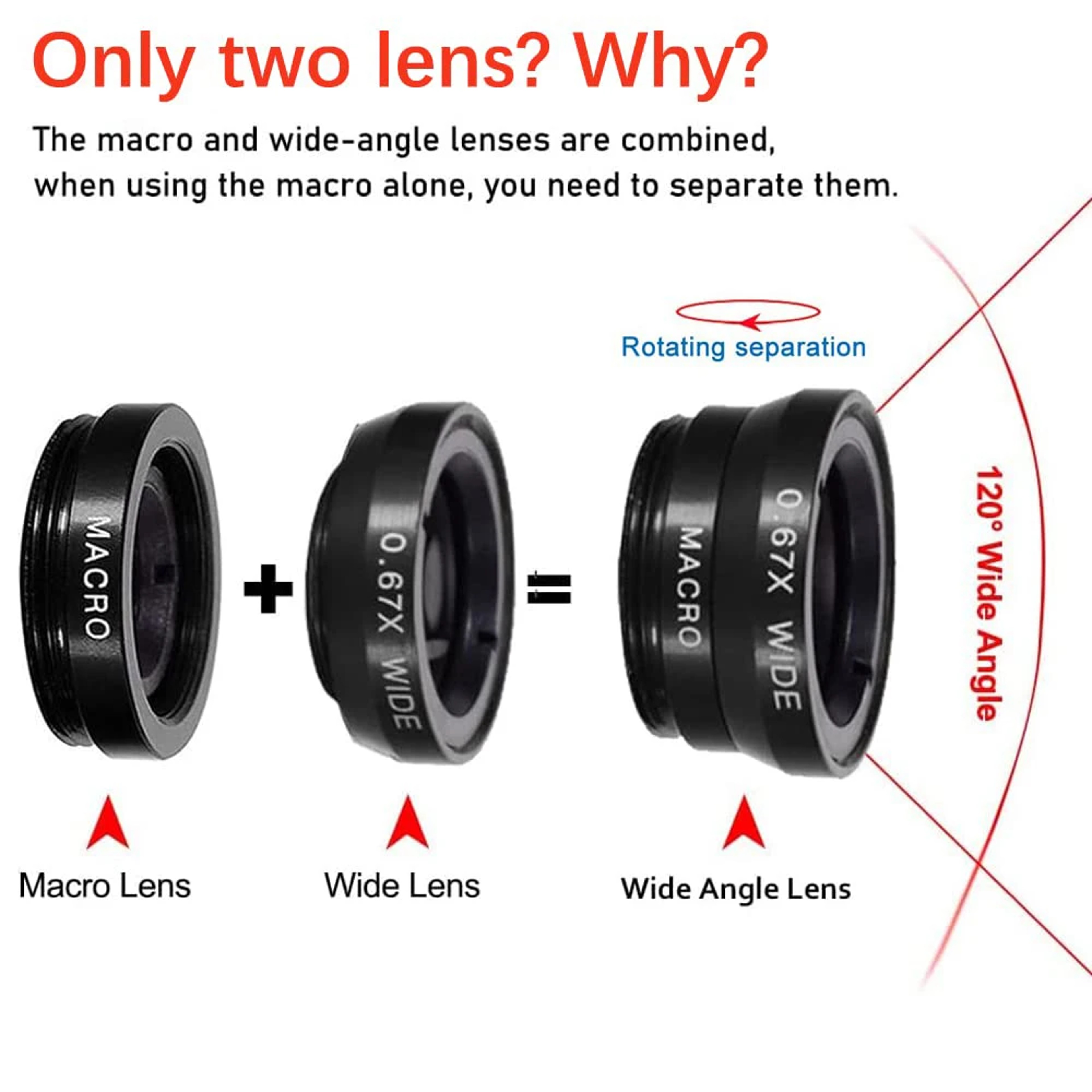 Phone Camera Lens Kit With Wide Angle Lens Macro  Fisheye Clip On 1