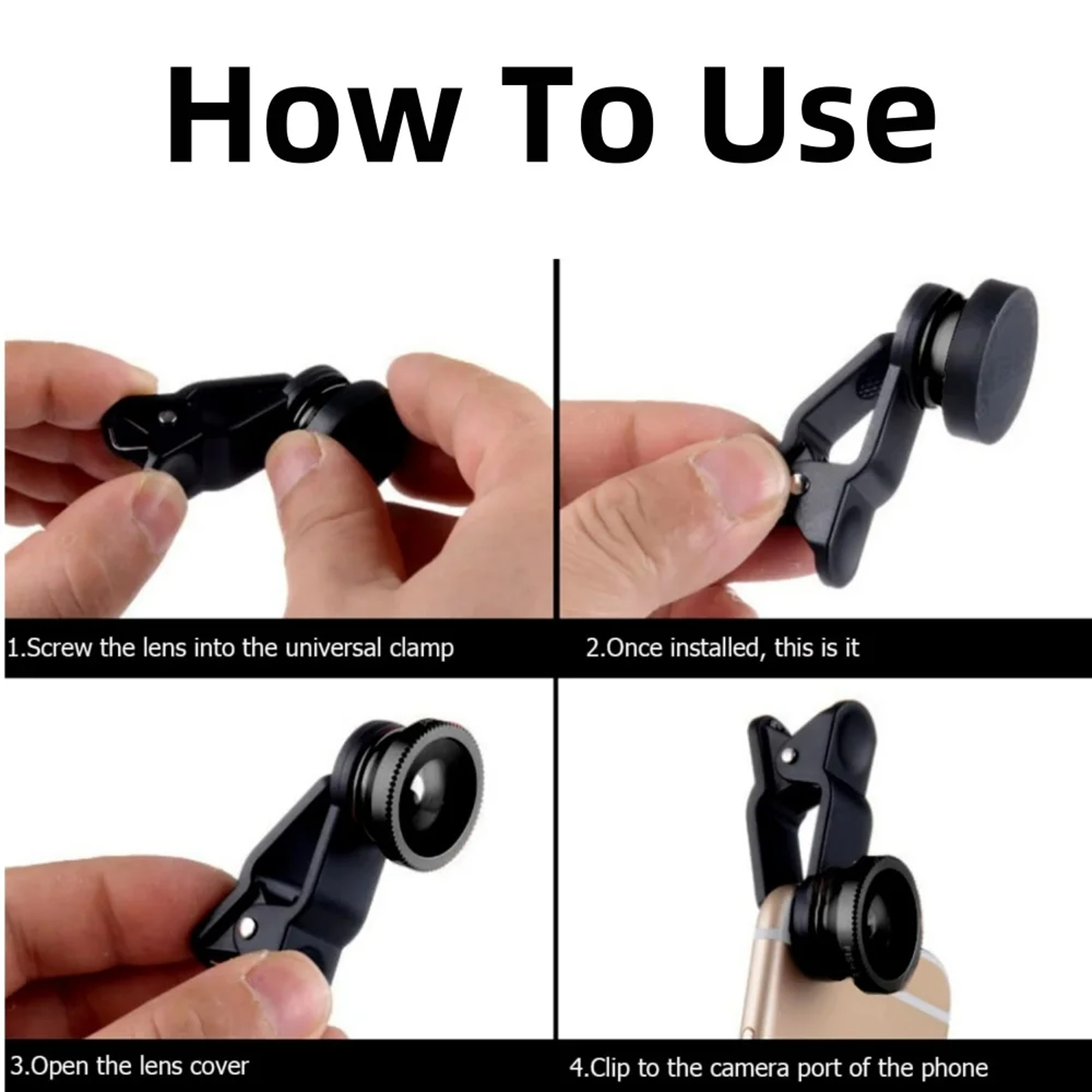 Phone Camera Lens Kit With Wide Angle Lens Macro  Fisheye Clip On 5