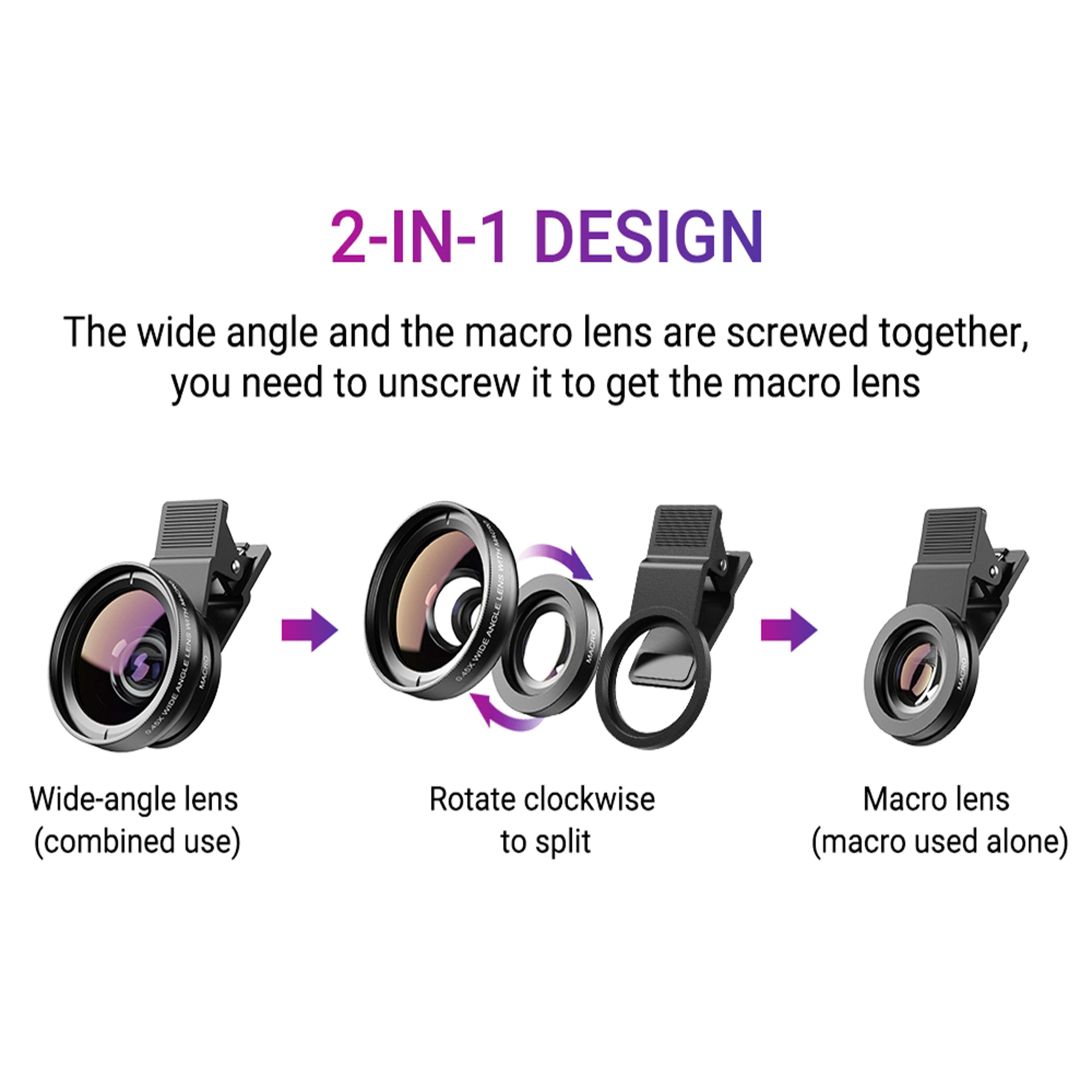 Phone Camera Lens Kit With Wide Angle Lens  Macro Lens For Smart Phones 2