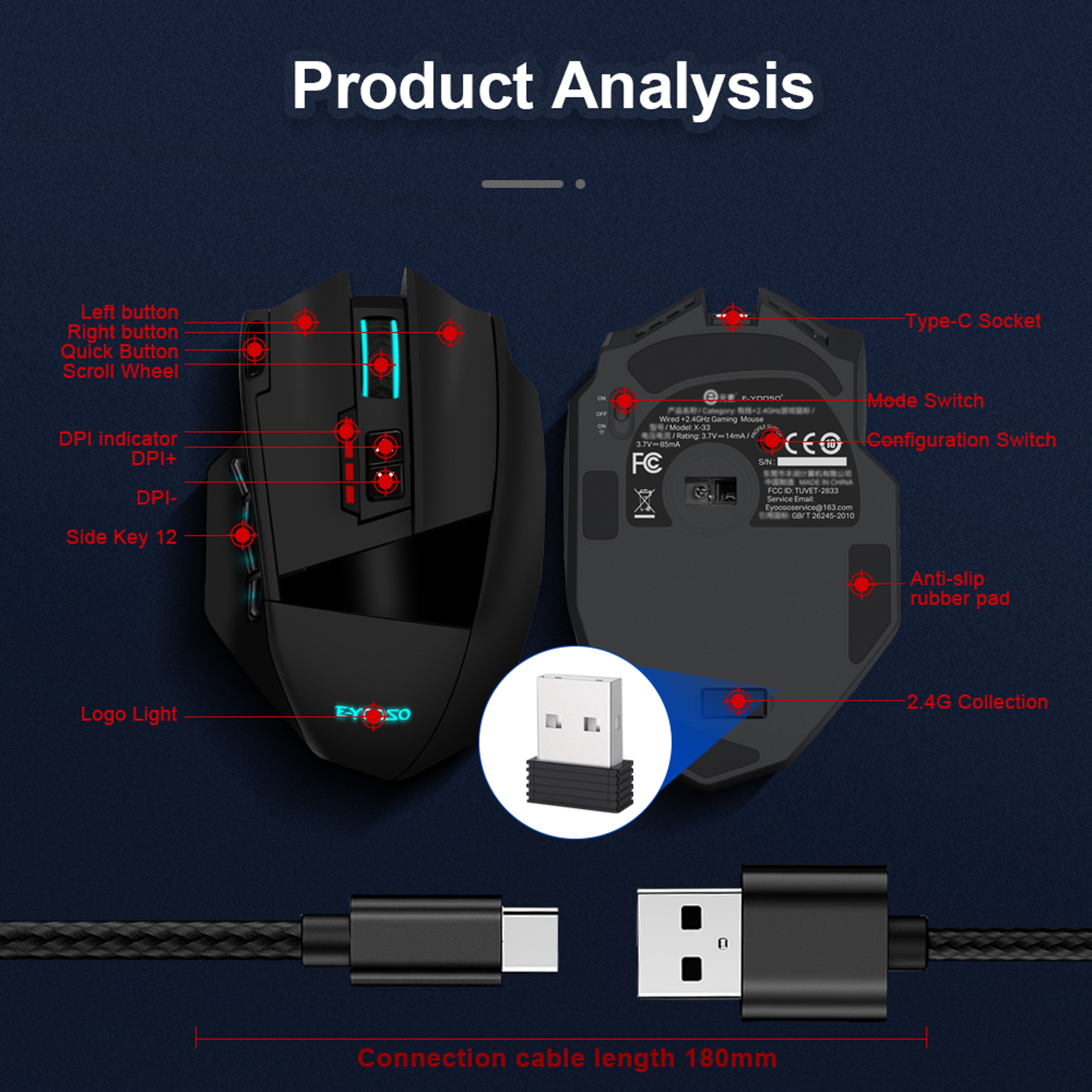 RGB Wireless Gaming Mouse DPI With Programmable Buttons 2
