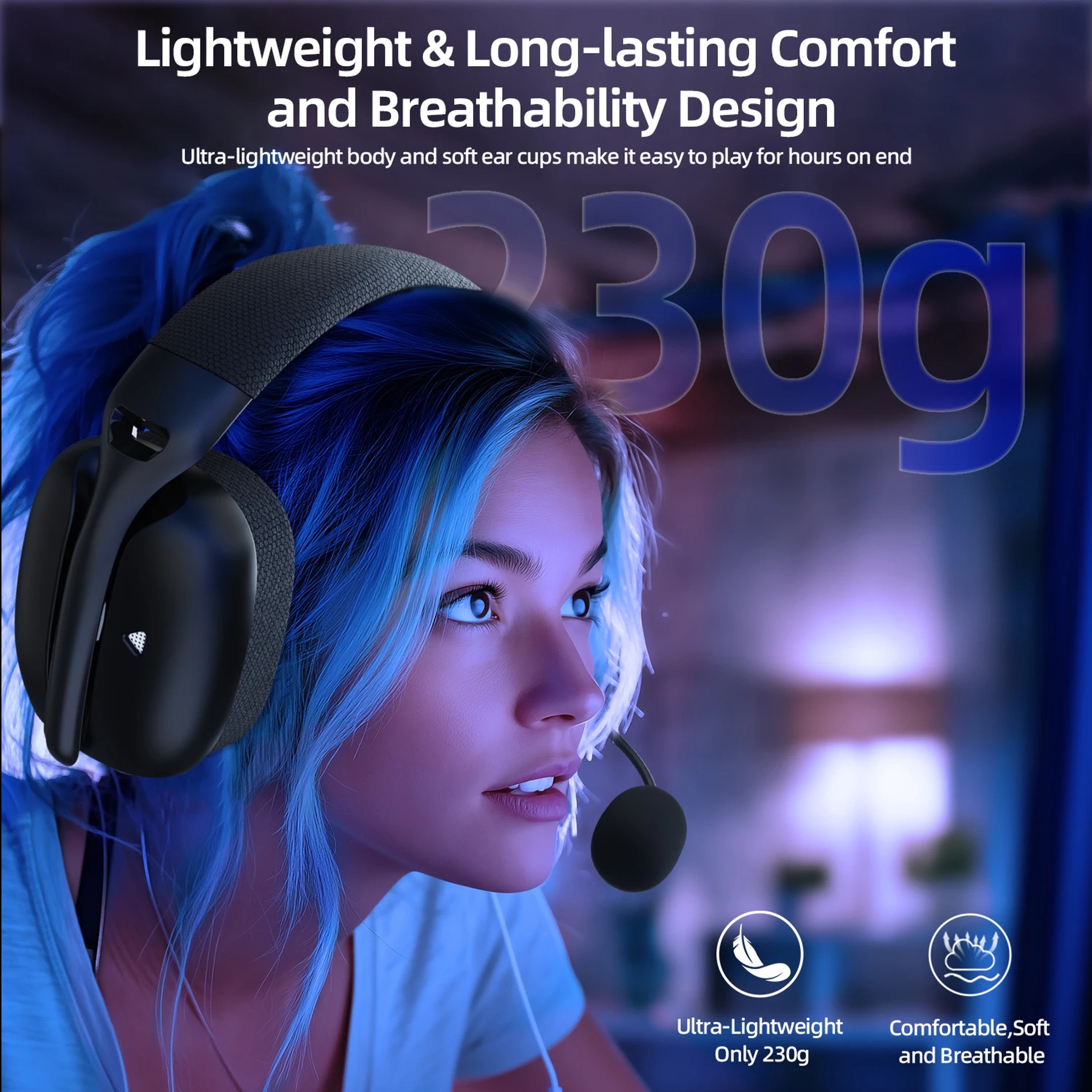 Wireless Gaming Headset For PC  Switch With Low Latency Audio 5