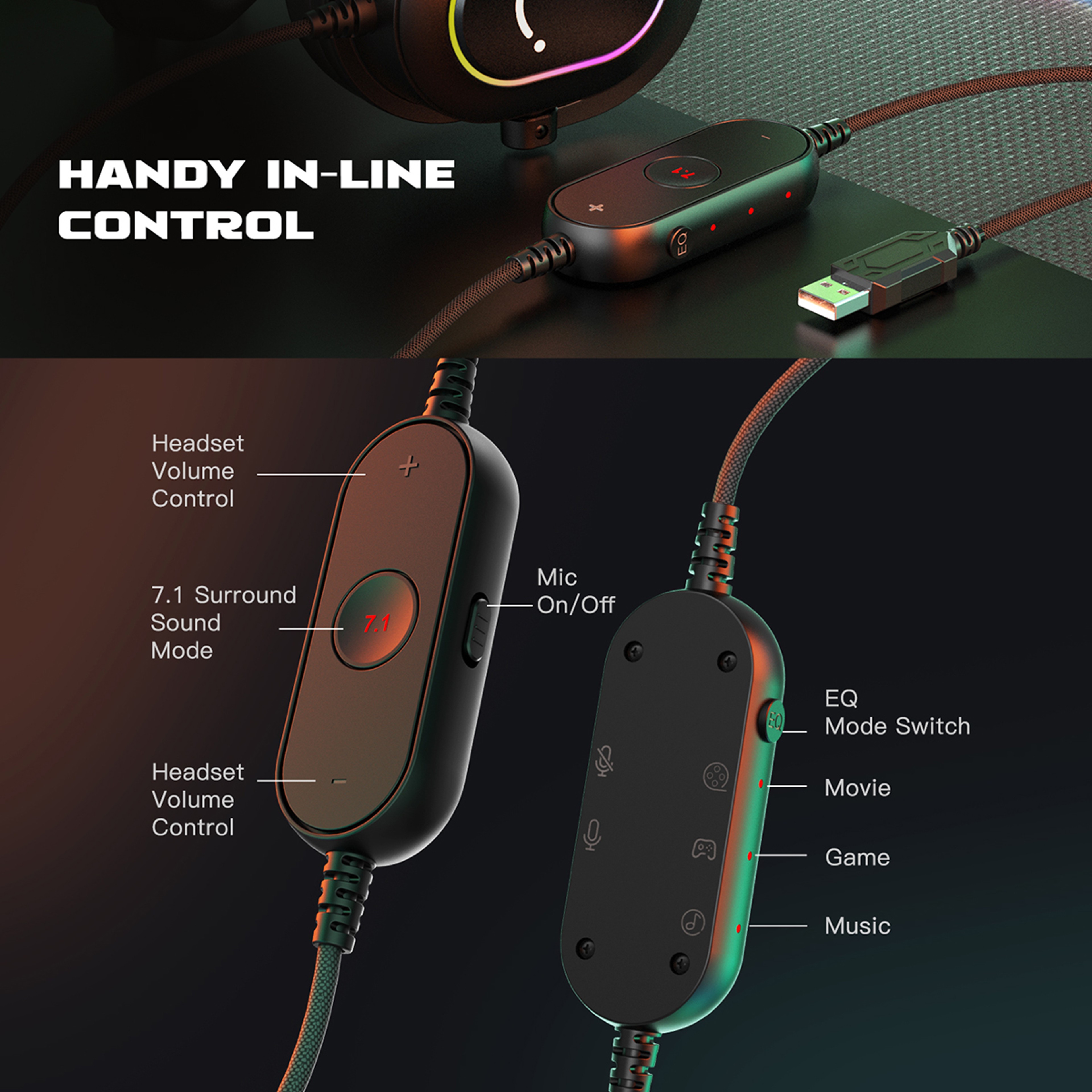 Sound Gaming Headset with Noise Canceling Mic for PC – view 5