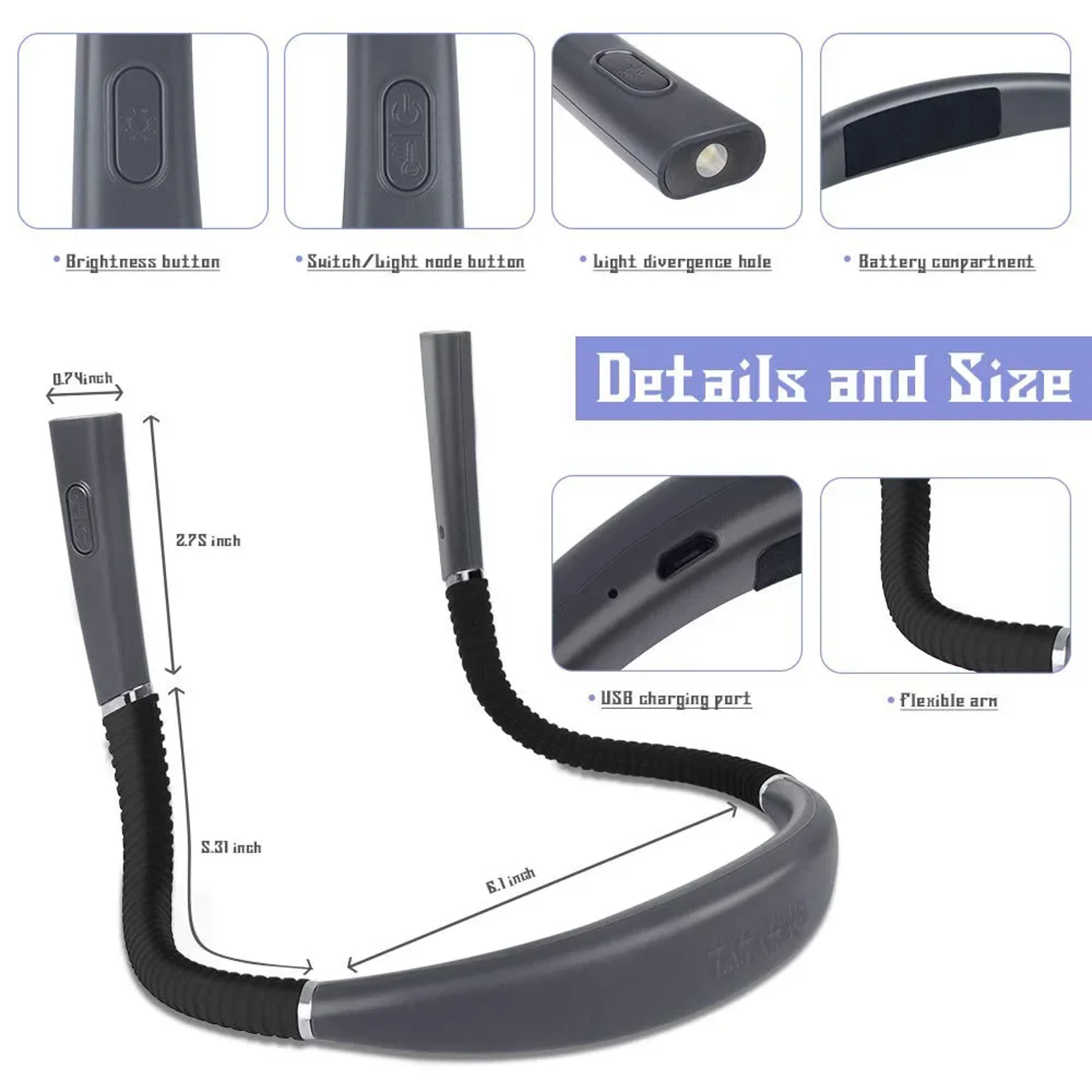 Rechargeable Neck Reading Light Hands Free LED Book Light For Reading In Bed 5