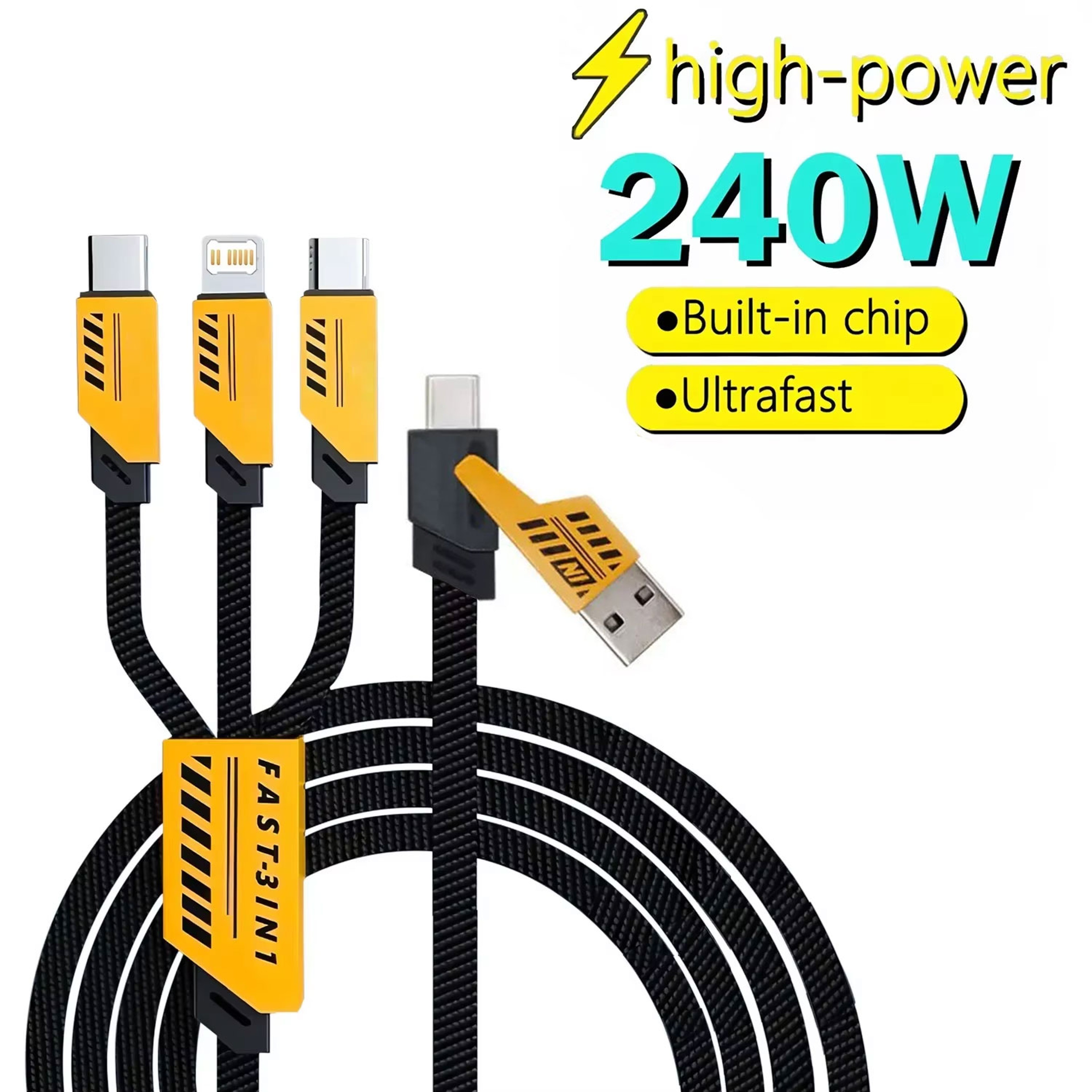 Universal Fast Charging Cable For USB C Micro USB  Multi Device Charging 1