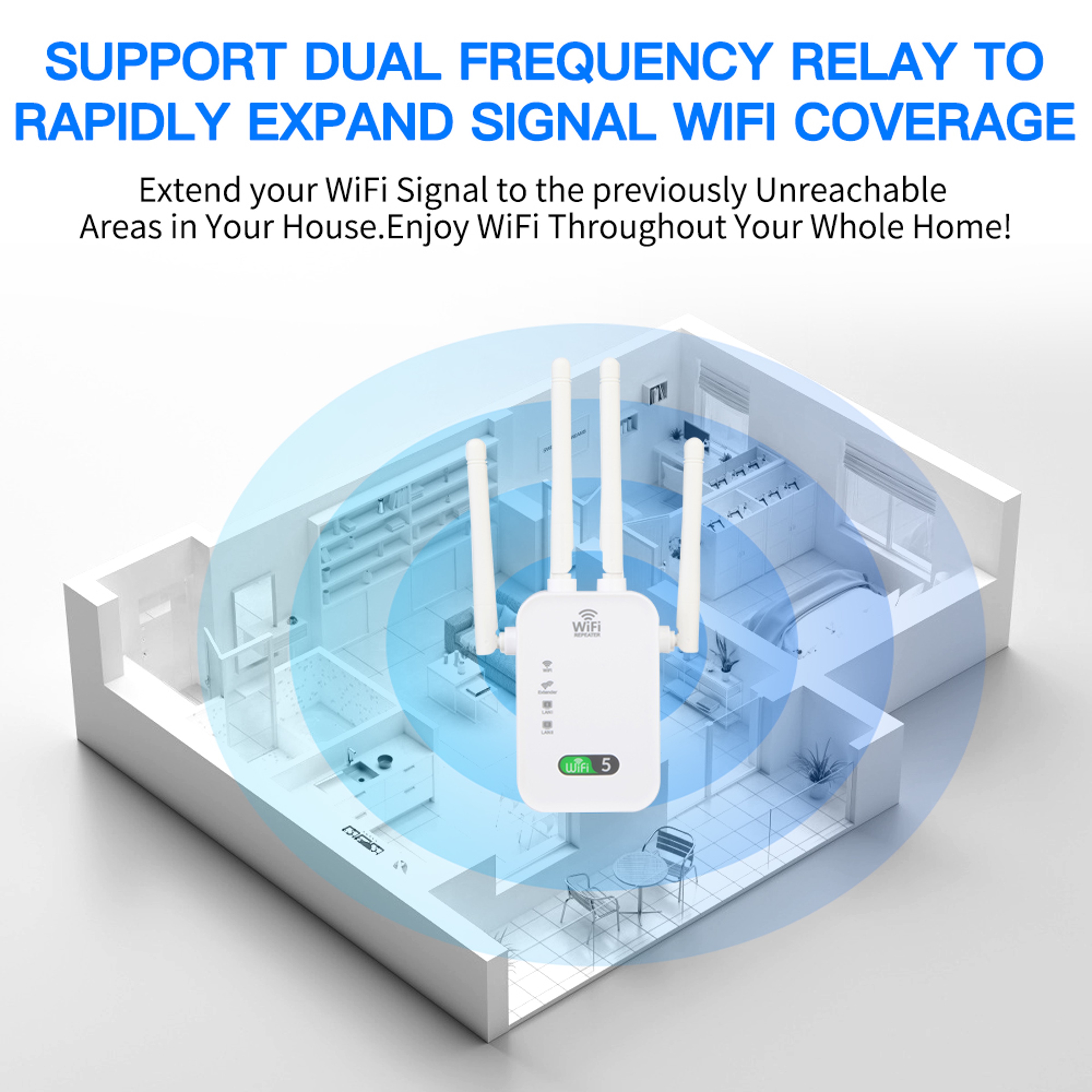 Dual Band WiFi Range Extender  Signal Booster For Home And Office 2