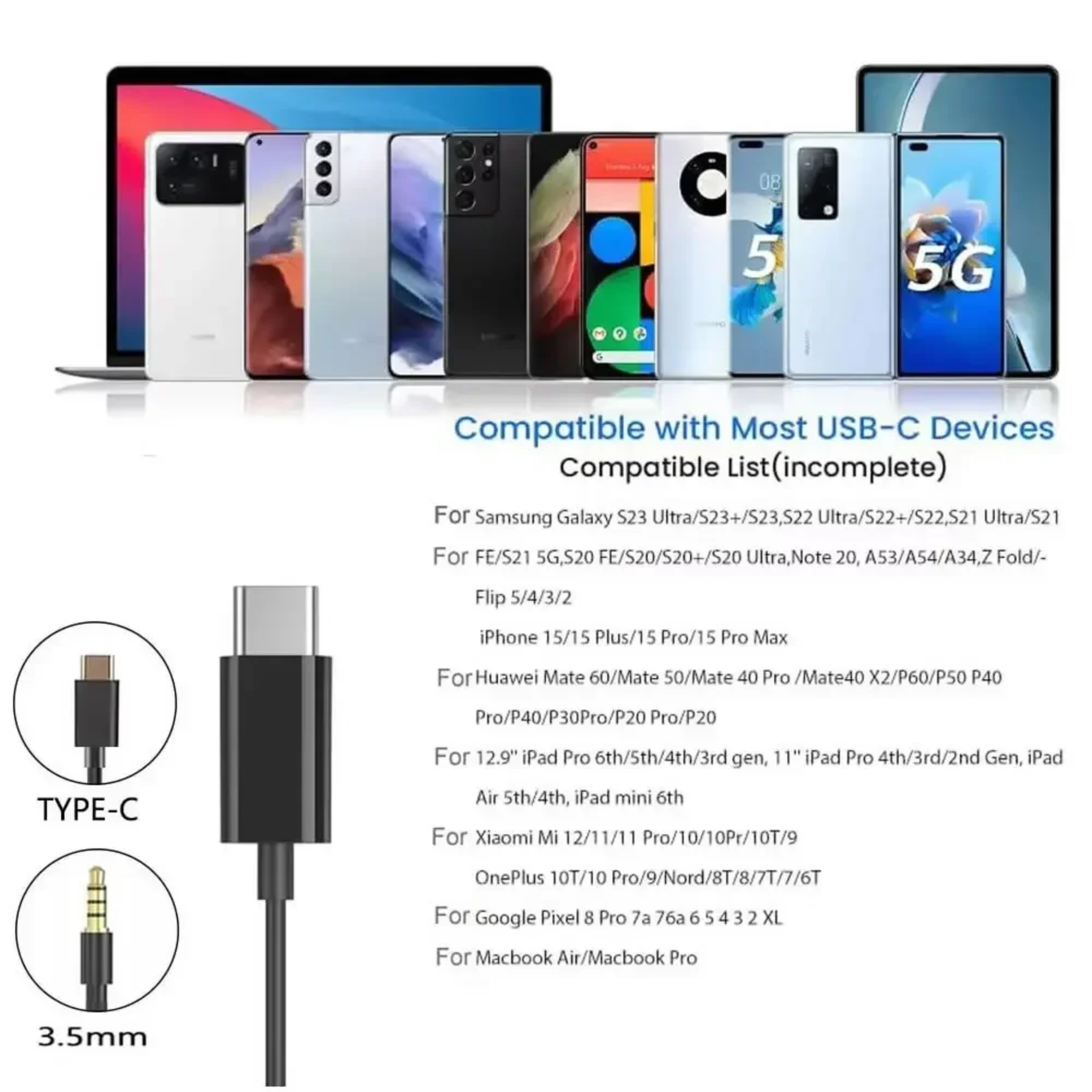 Smart Flex Retractable USB C Single Ear Wired Earbud Headset 1