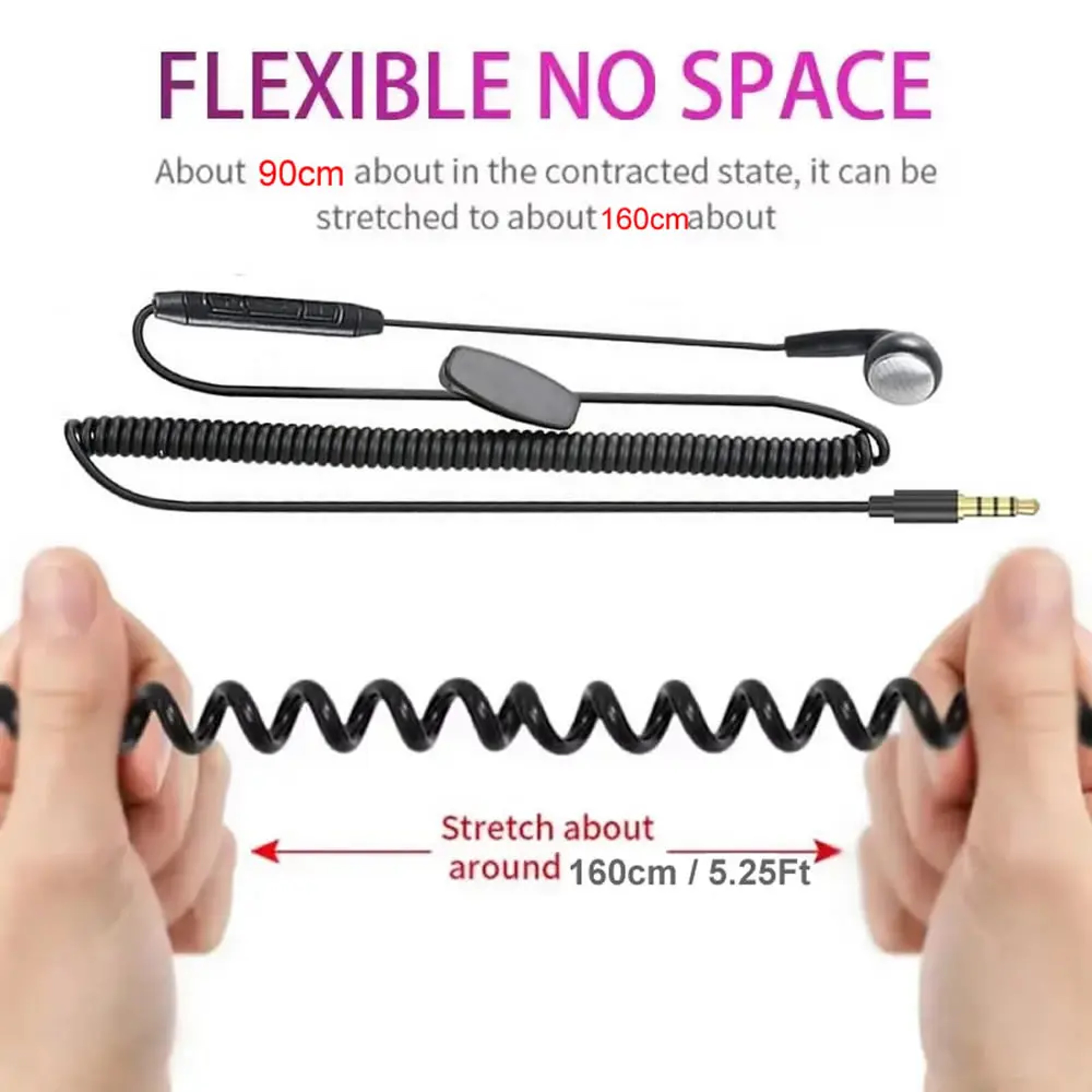 Smart Flex Retractable USB C Single Ear Wired Earbud Headset 3
