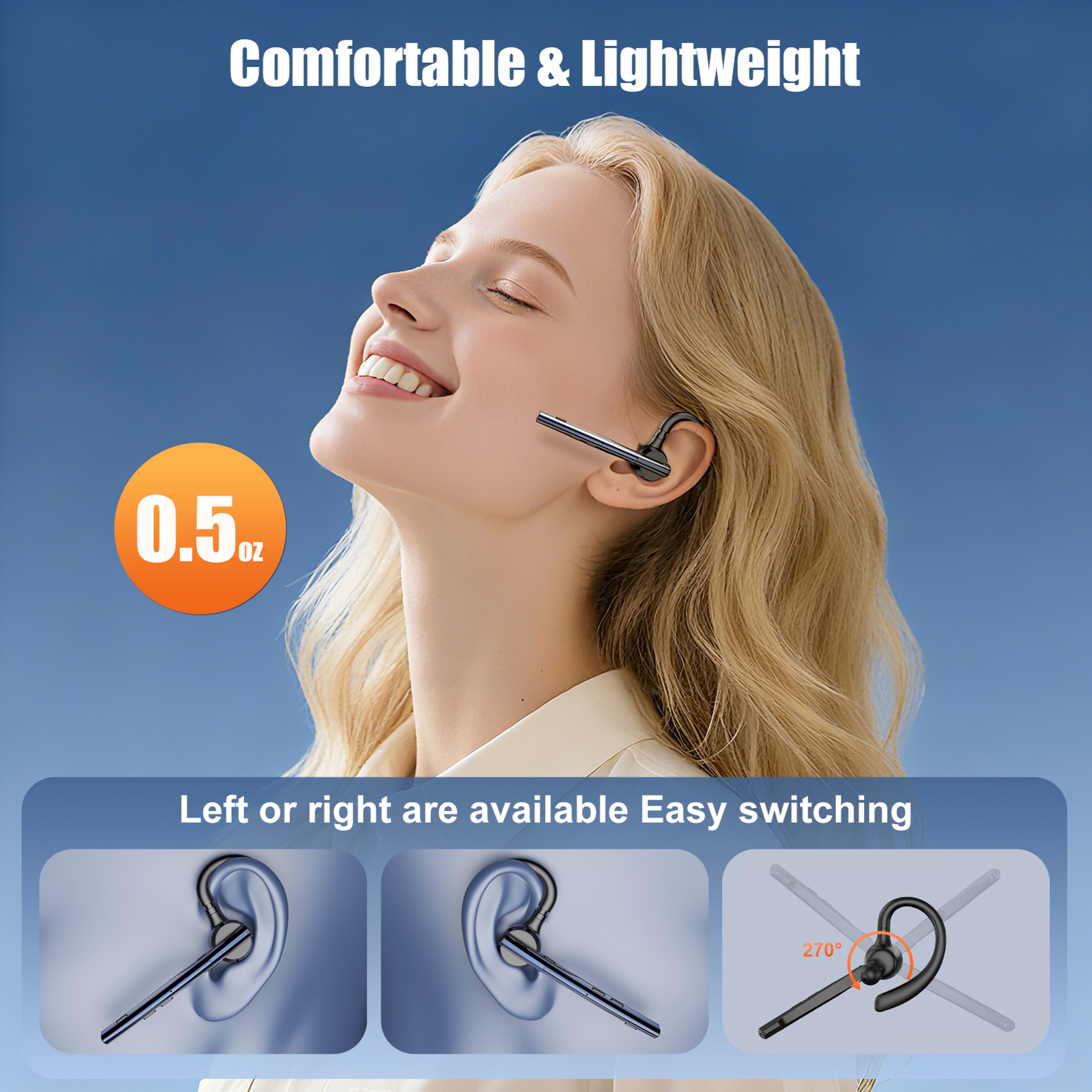 New Bluetooth Earpiece With Noise Cancelling Mic  Long Battery Life 2