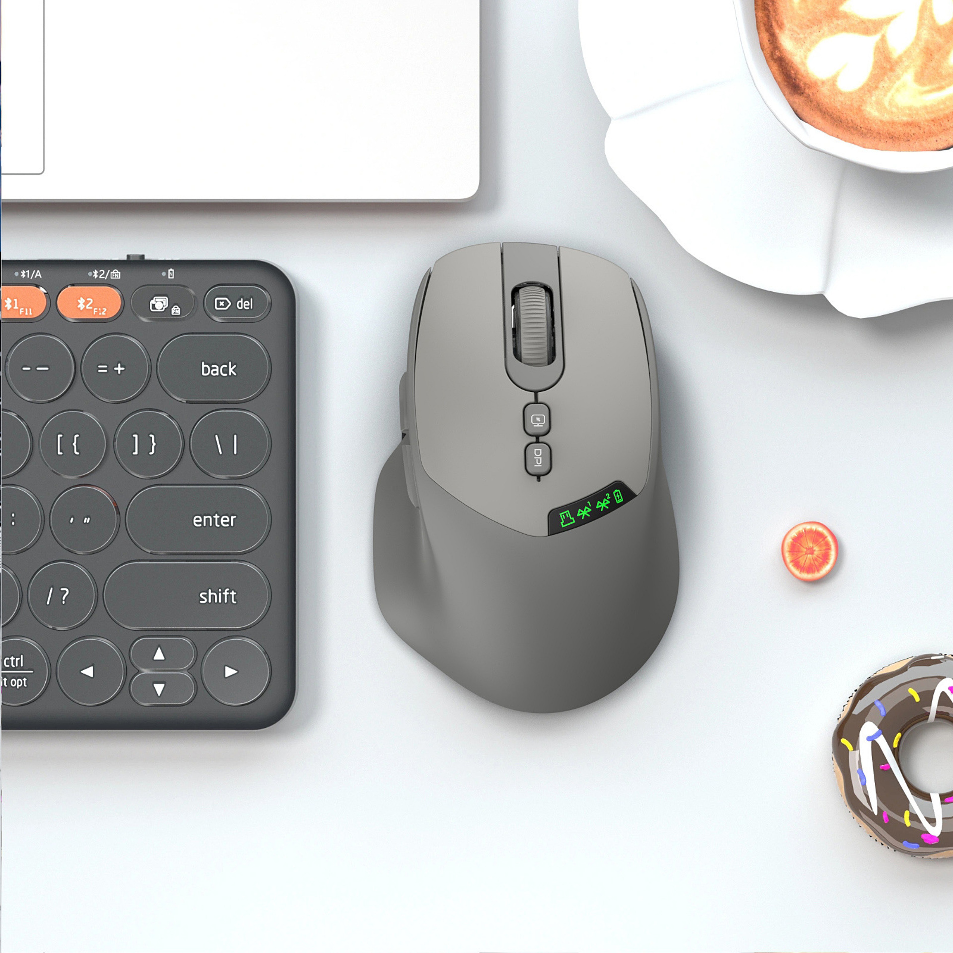 Wireless Bluetooth Mouse Digital Display Silent Rechargeable Button Ergonomic Office Mouse 5
