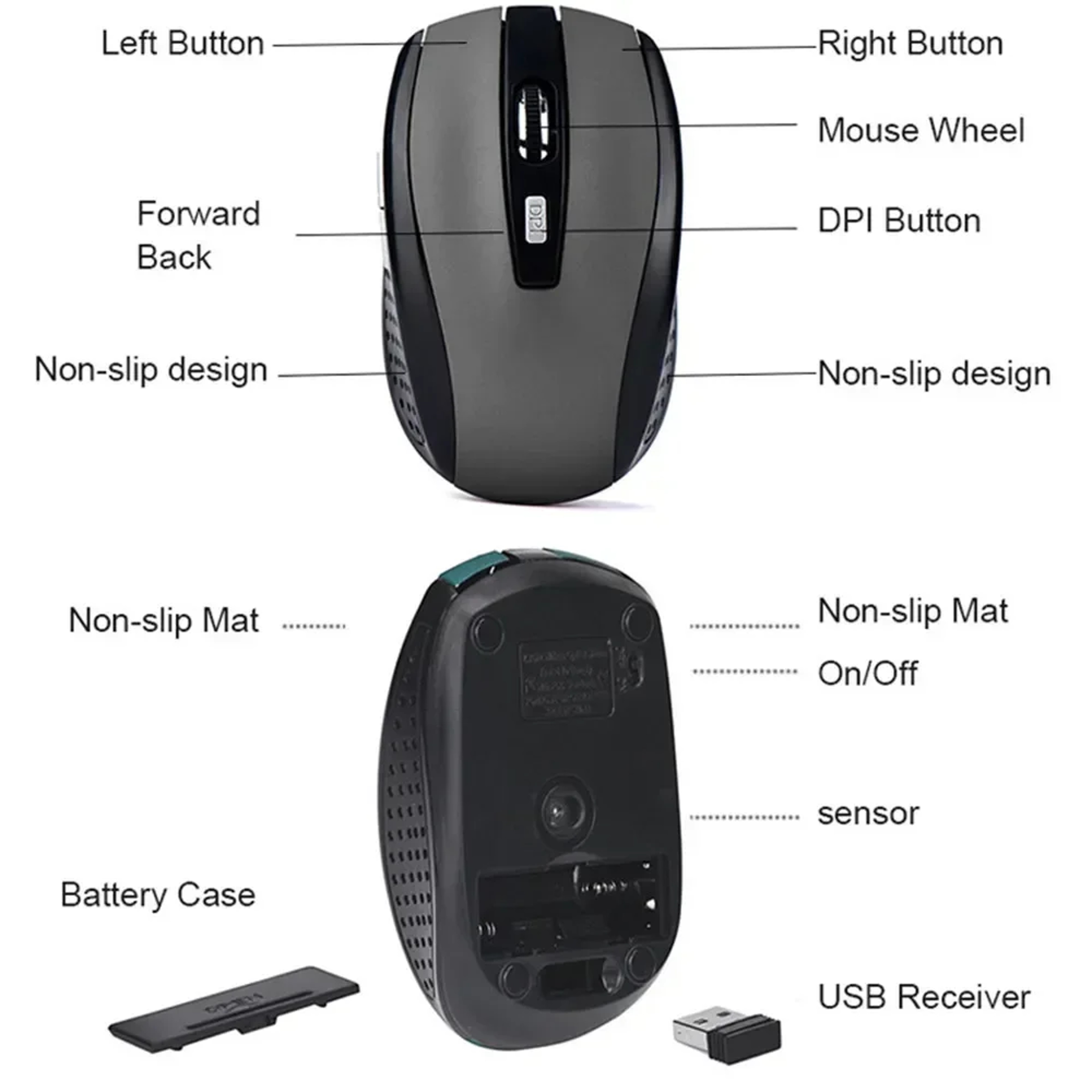 Wireless Ergonomic Mouse Portable Adjustable DPI Optical Laptop And MacBook Mouse 2
