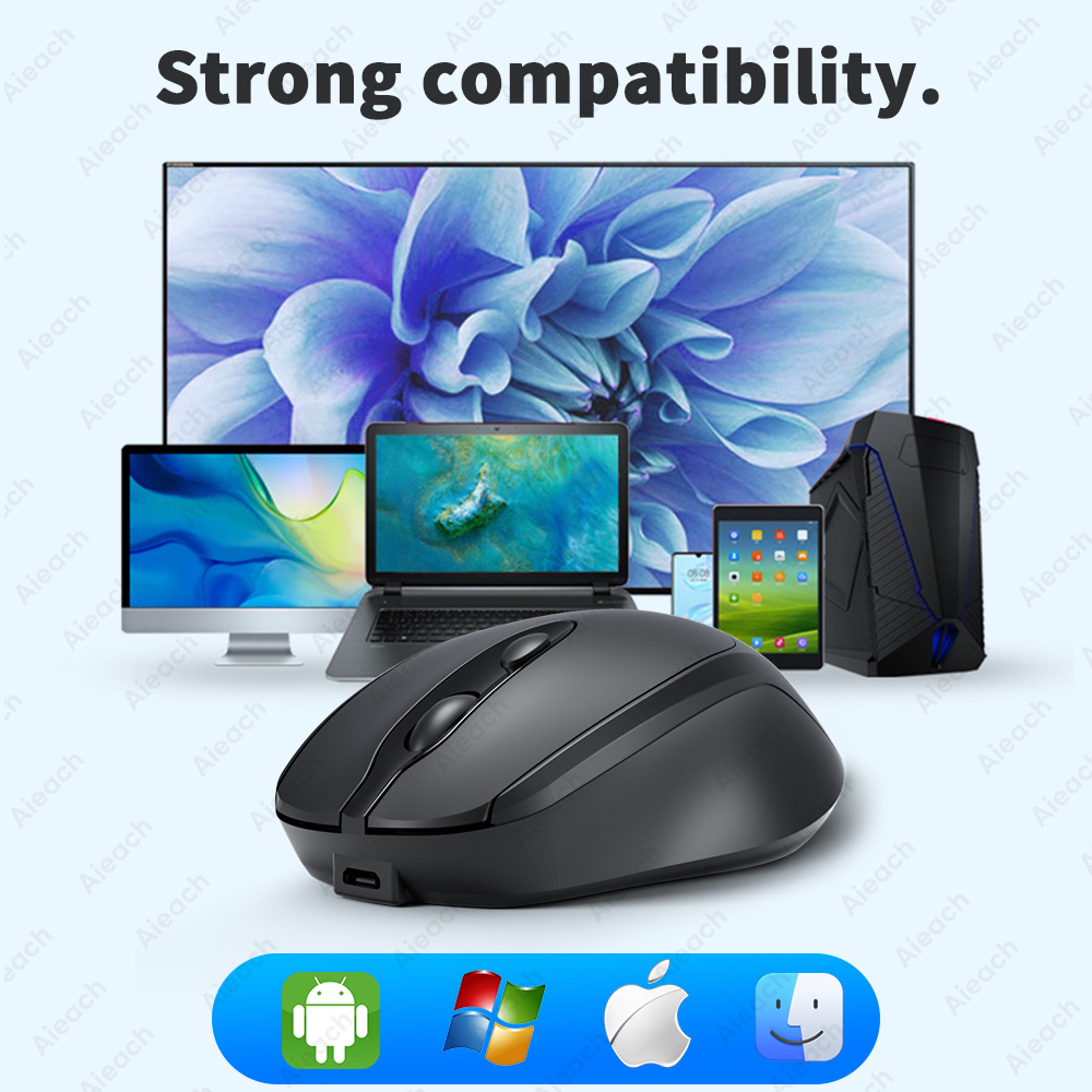 Rechargeable Wireless Bluetooth Mouse Silent Ergonomic Gaming Mouse For Laptop MacBook 3