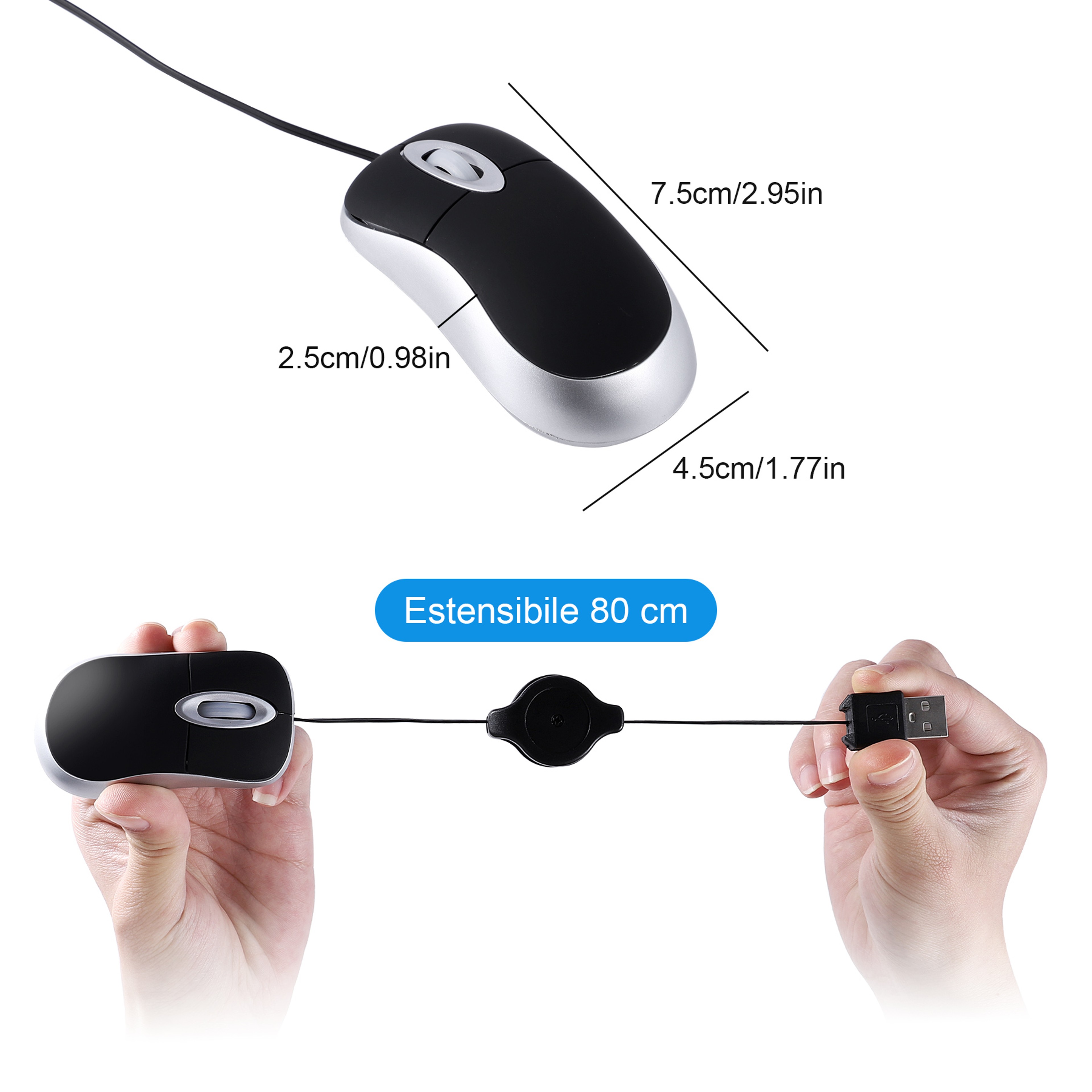 Lovely Mini RGB Bluetooth Mouse With Retractable USB Cable Ergonomic Portable Laptop Gaming Mouse 1